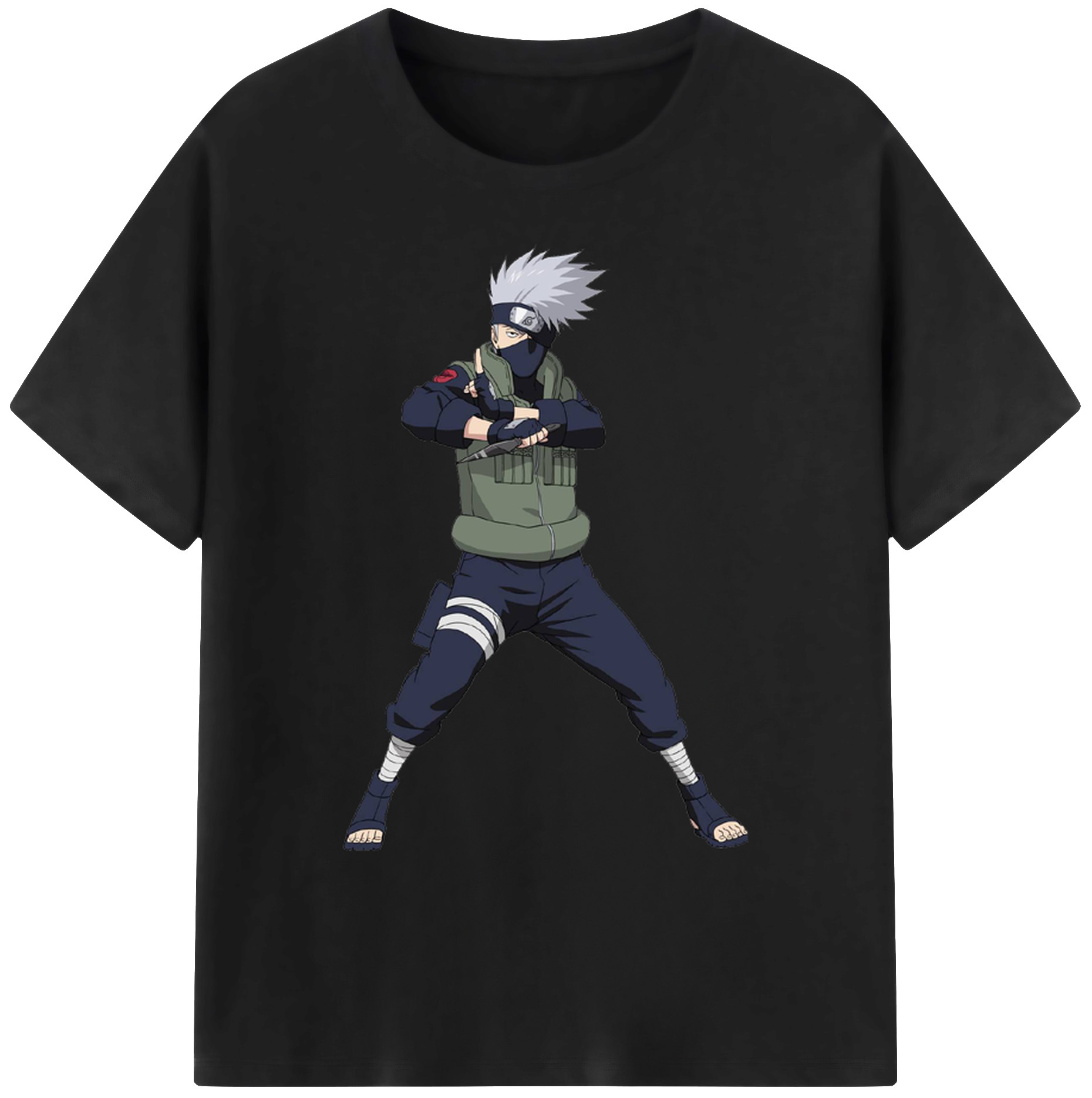 （画像用） NARUTO -ナルト- はたけ カカシ Hatake Kakashi 綿100％ メンズ半袖Tシャツ｜肌触りやわらか＆通気性
