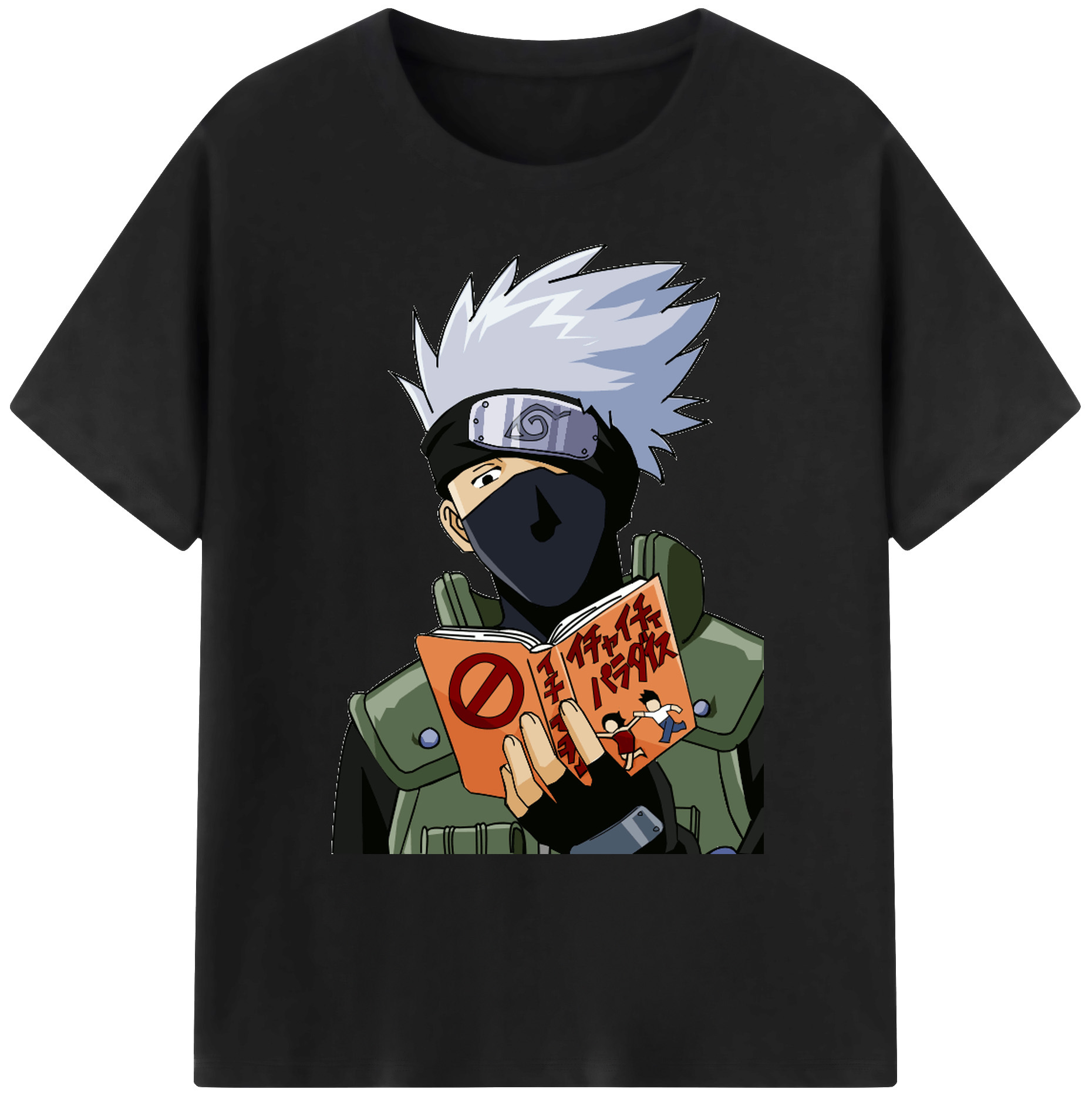 （画像用） NARUTO -ナルト- はたけ カカシ Hatake Kakashi 綿100％ メンズ半袖Tシャツ｜肌触りやわらか＆通気性