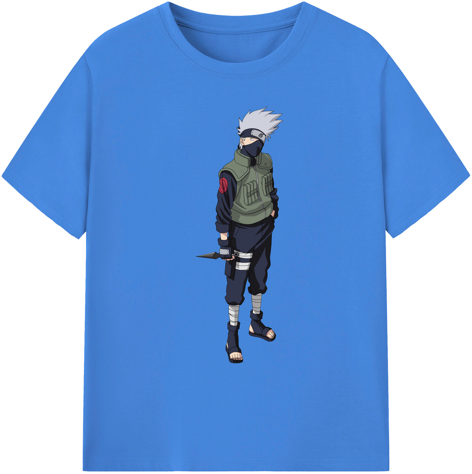 （画像用） NARUTO -ナルト- はたけ カカシ Hatake Kakashi 綿100％ メンズ半袖Tシャツ｜肌触りやわらか＆通気性