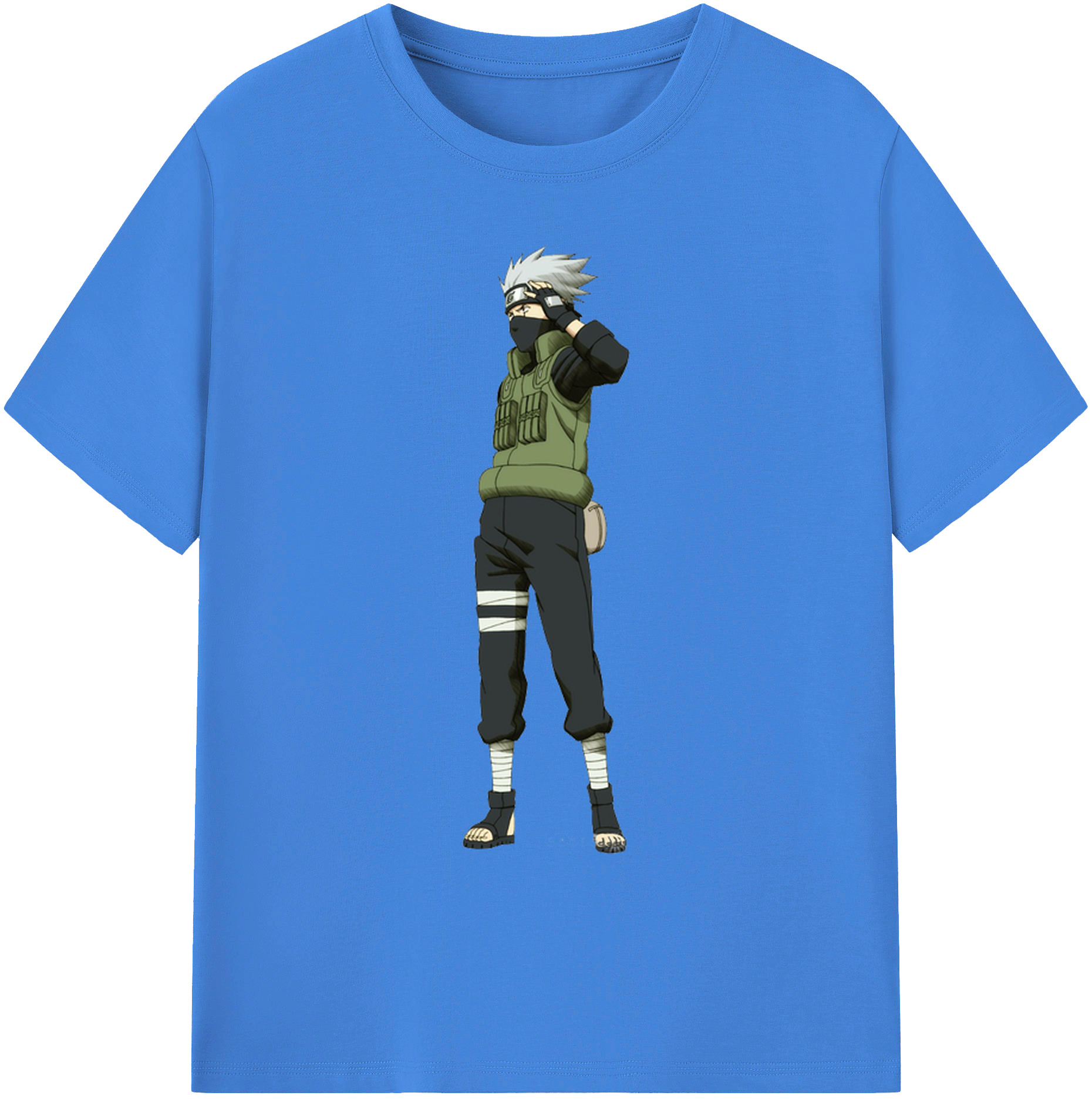 （画像用） NARUTO -ナルト- はたけ カカシ Hatake Kakashi 綿100％ メンズ半袖Tシャツ｜肌触りやわらか＆通気性