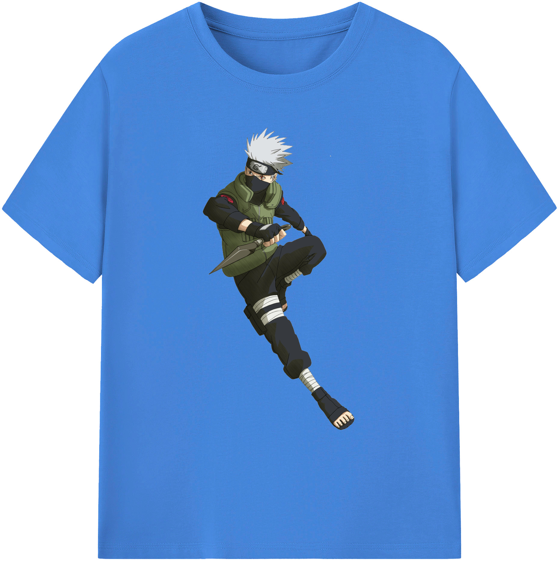（画像用） NARUTO -ナルト- はたけ カカシ Hatake Kakashi 綿100％ メンズ半袖Tシャツ｜肌触りやわらか＆通気性