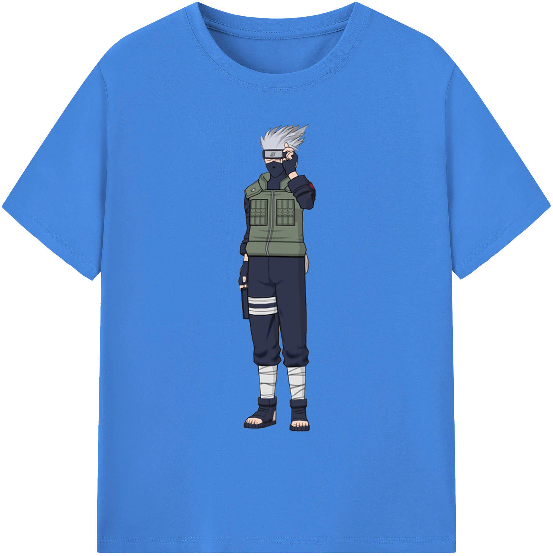 （画像用） NARUTO -ナルト- はたけ カカシ Hatake Kakashi 綿100％ メンズ半袖Tシャツ｜肌触りやわらか＆通気性