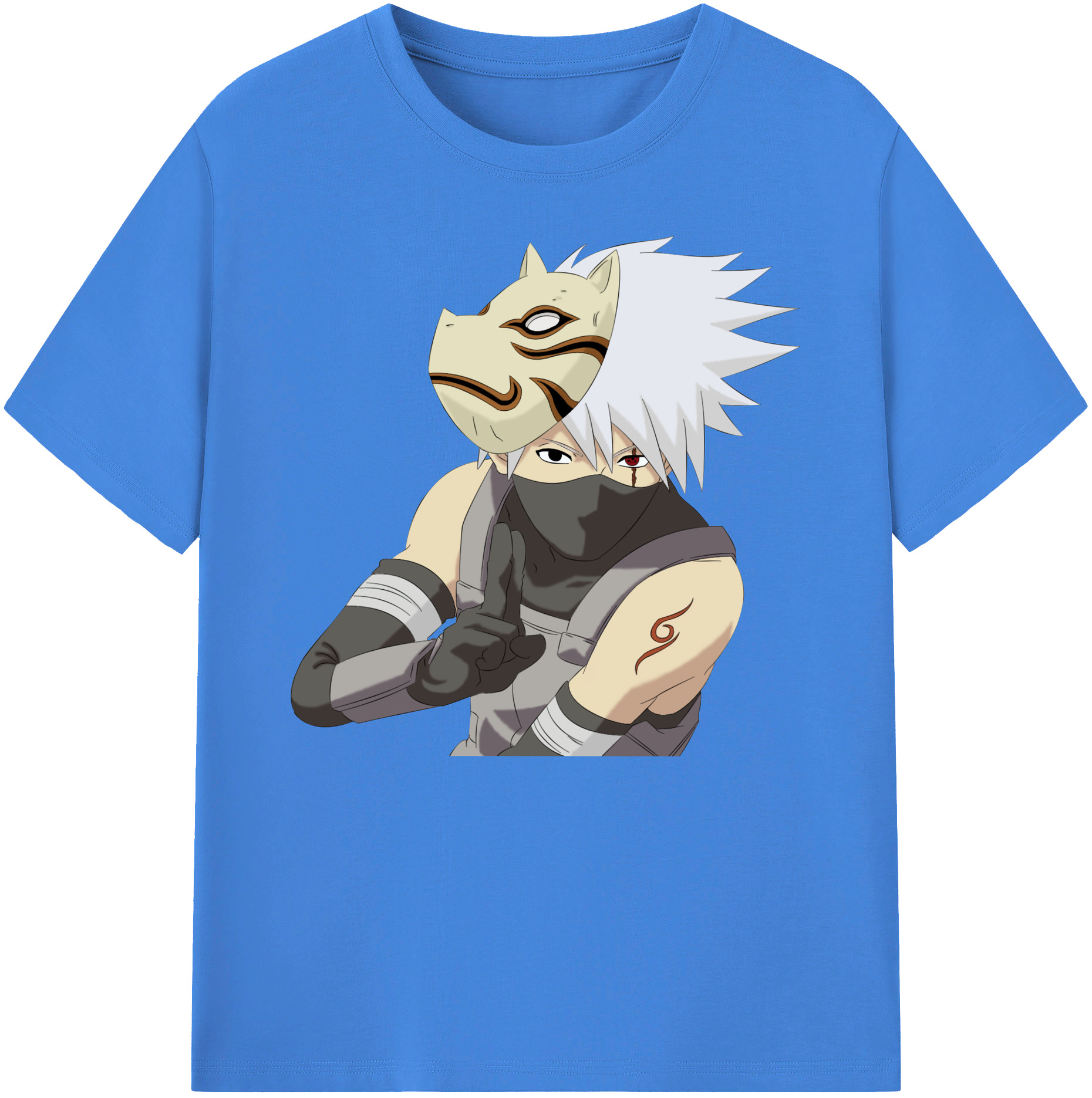（画像用） NARUTO -ナルト- はたけ カカシ Hatake Kakashi 綿100％ メンズ半袖Tシャツ｜肌触りやわらか＆通気性