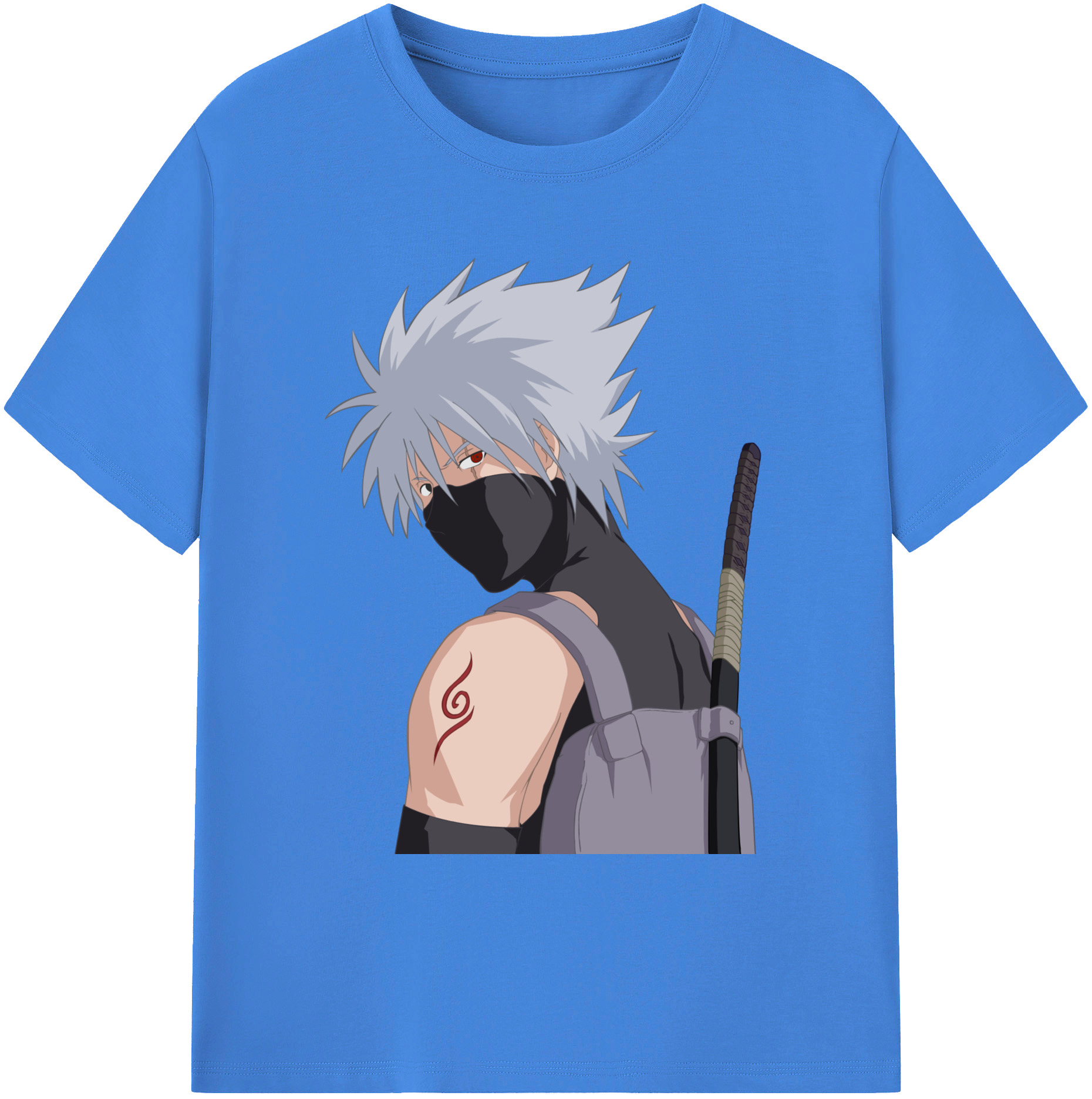 （画像用） NARUTO -ナルト- はたけ カカシ Hatake Kakashi 綿100％ メンズ半袖Tシャツ｜肌触りやわらか＆通気性