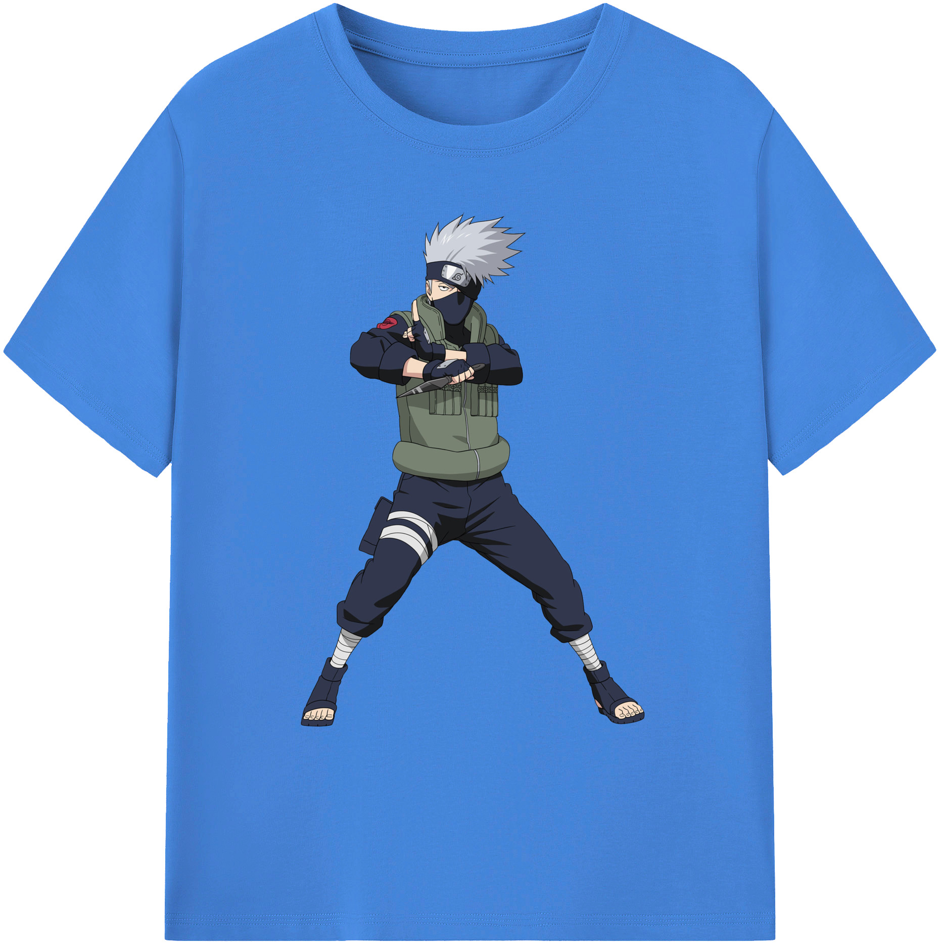 （画像用） NARUTO -ナルト- はたけ カカシ Hatake Kakashi 綿100％ メンズ半袖Tシャツ｜肌触りやわらか＆通気性