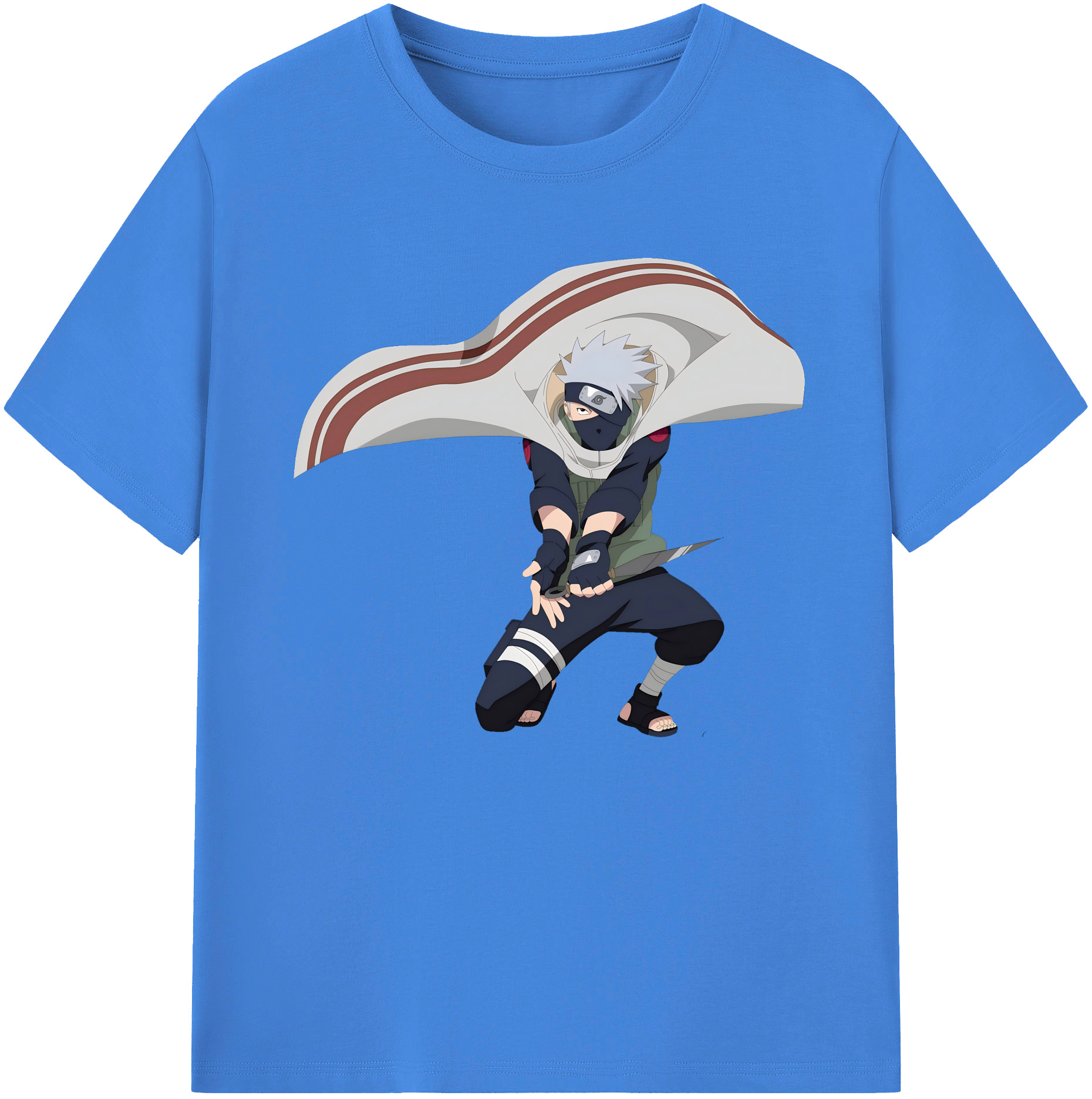 （画像用） NARUTO -ナルト- はたけ カカシ Hatake Kakashi 綿100％ メンズ半袖Tシャツ｜肌触りやわらか＆通気性