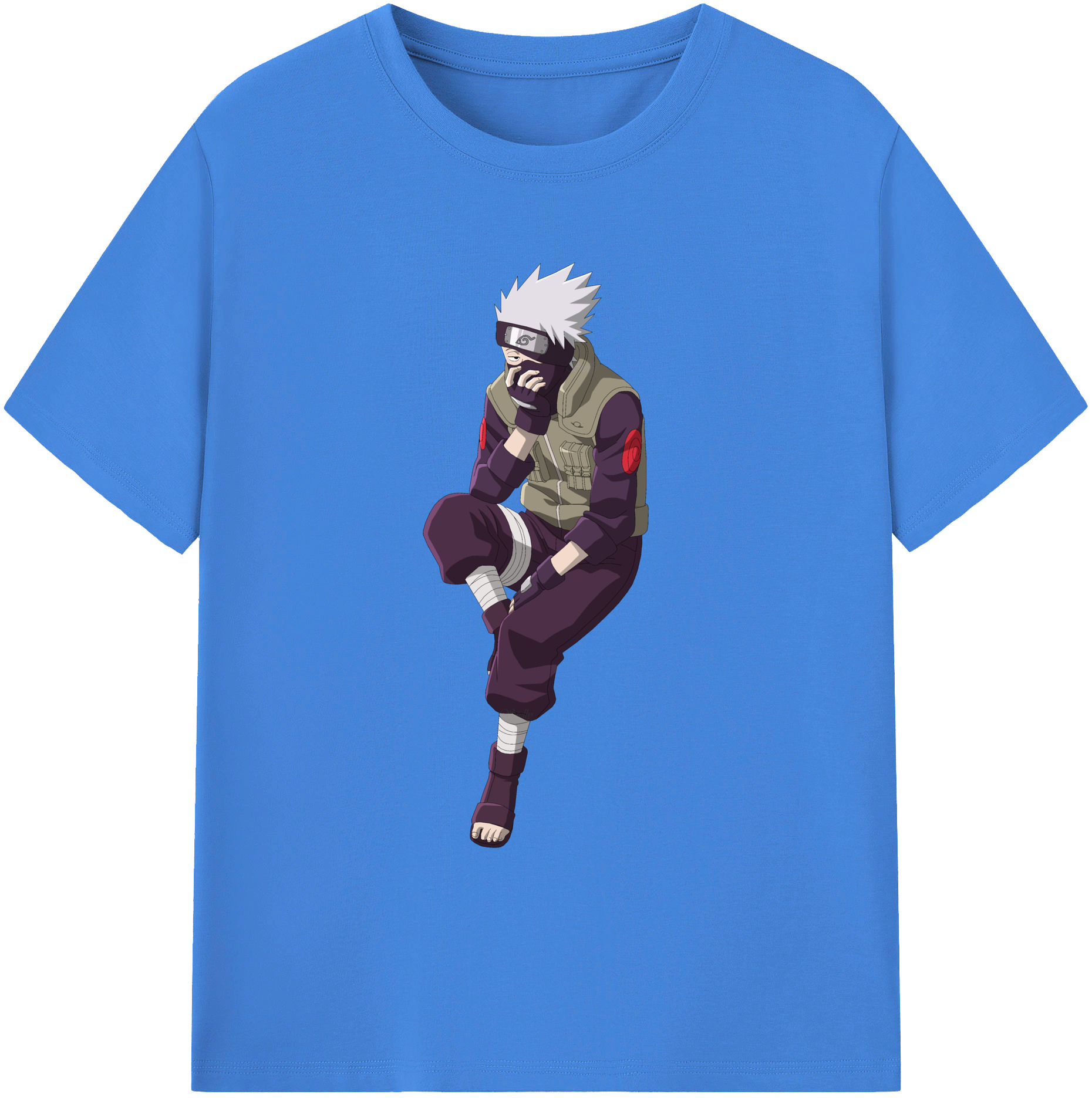 （画像用） NARUTO -ナルト- はたけ カカシ Hatake Kakashi 綿100％ メンズ半袖Tシャツ｜肌触りやわらか＆通気性