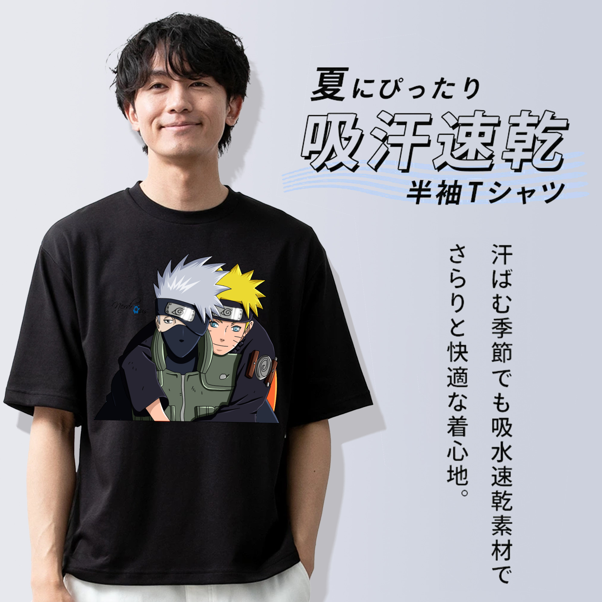 NARUTO -ナルト- はたけ カカシ Hatake Kakashi 綿100％ メンズ半袖Tシャツ｜肌触りやわらか＆通気性
