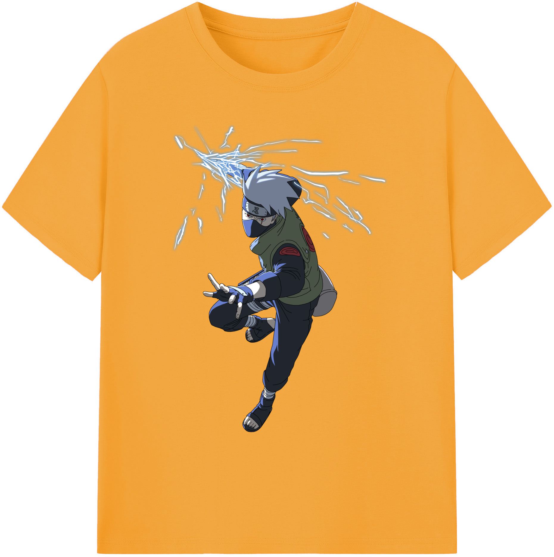 （画像用） NARUTO -ナルト- はたけ カカシ Hatake Kakashi 綿100％ メンズ半袖Tシャツ｜肌触りやわらか＆通気性