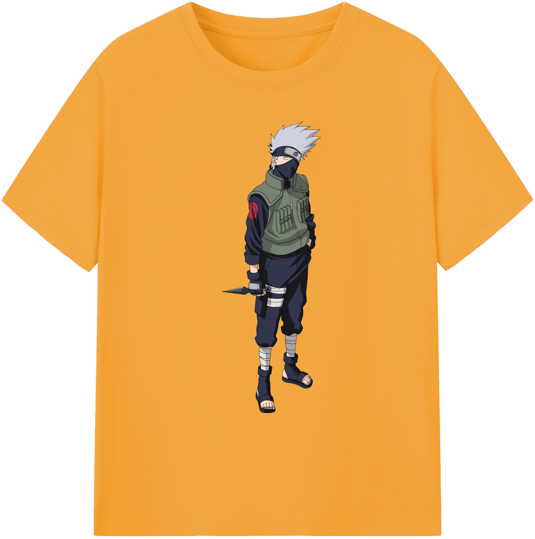 （画像用） NARUTO -ナルト- はたけ カカシ Hatake Kakashi 綿100％ メンズ半袖Tシャツ｜肌触りやわらか＆通気性