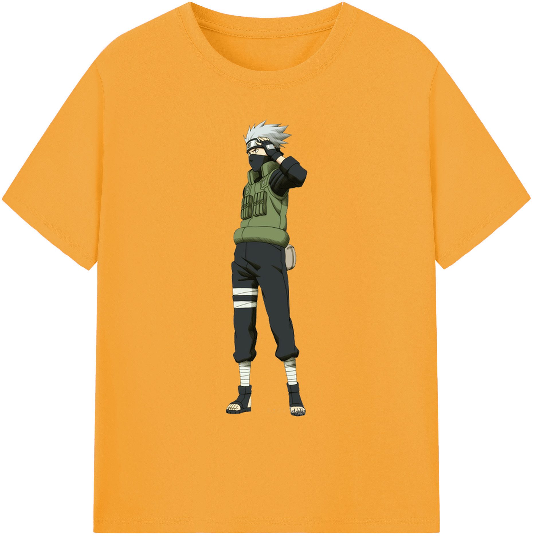 （画像用） NARUTO -ナルト- はたけ カカシ Hatake Kakashi 綿100％ メンズ半袖Tシャツ｜肌触りやわらか＆通気性