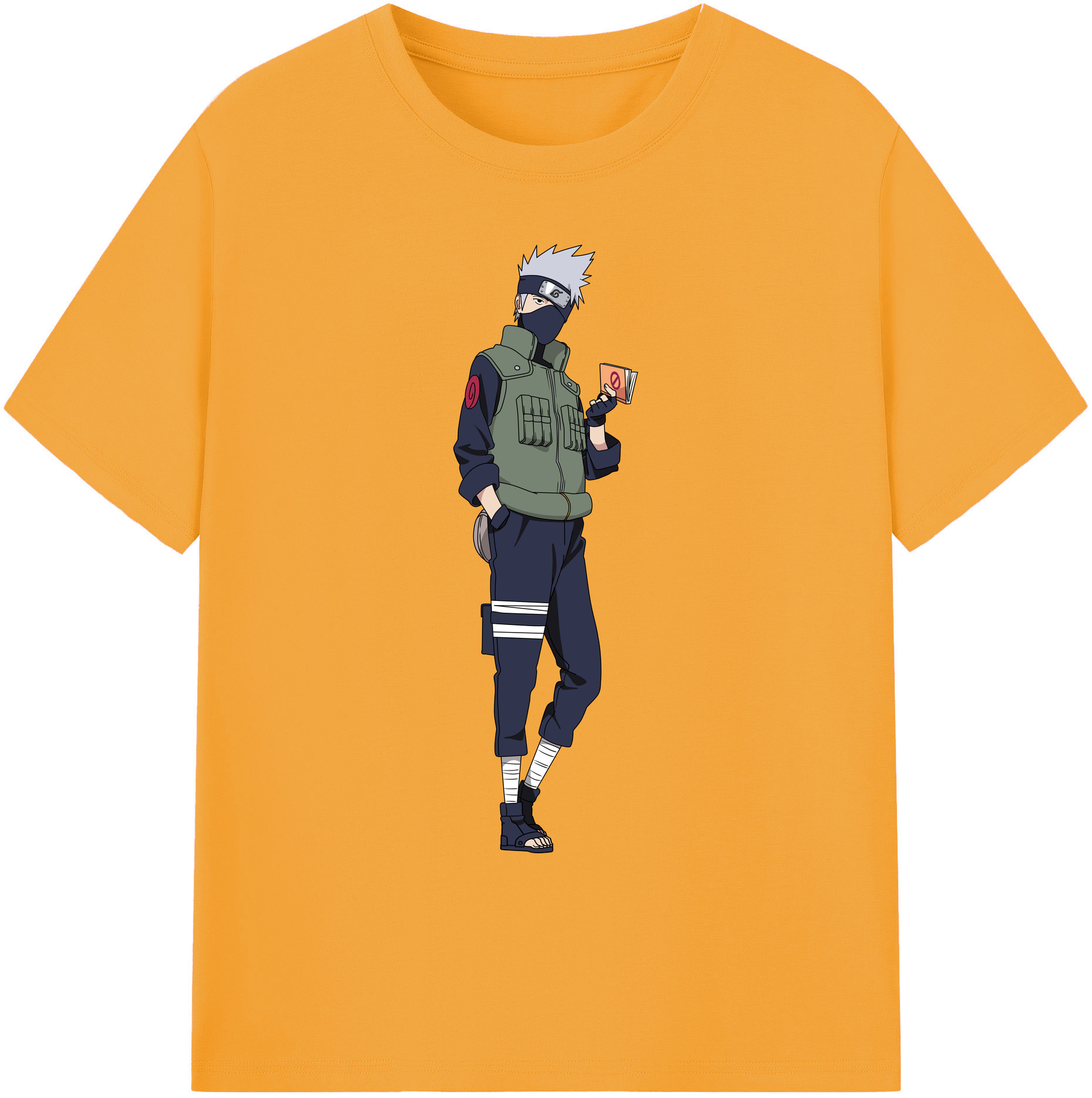 （画像用） NARUTO -ナルト- はたけ カカシ Hatake Kakashi 綿100％ メンズ半袖Tシャツ｜肌触りやわらか＆通気性