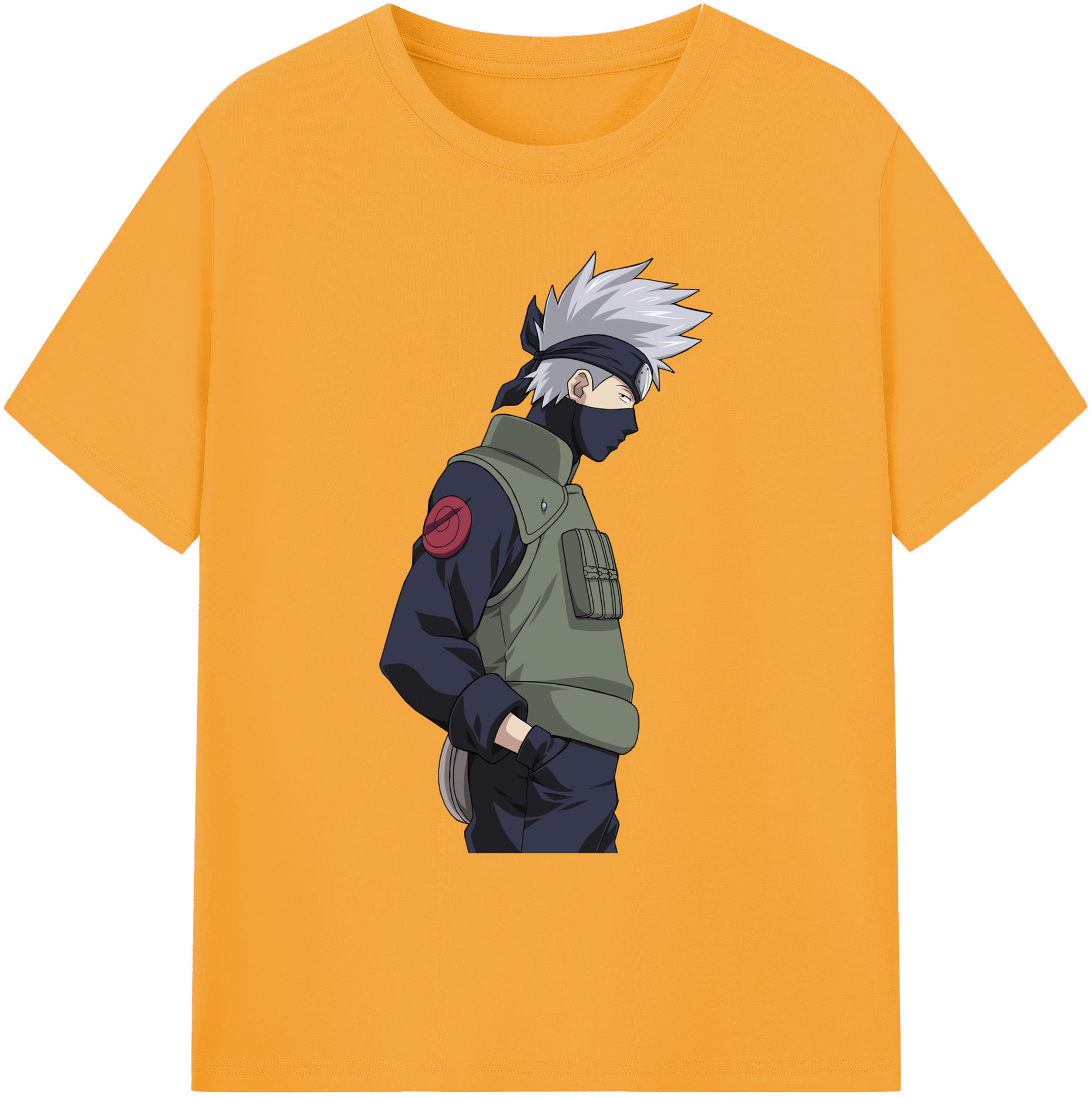 （画像用） NARUTO -ナルト- はたけ カカシ Hatake Kakashi 綿100％ メンズ半袖Tシャツ｜肌触りやわらか＆通気性