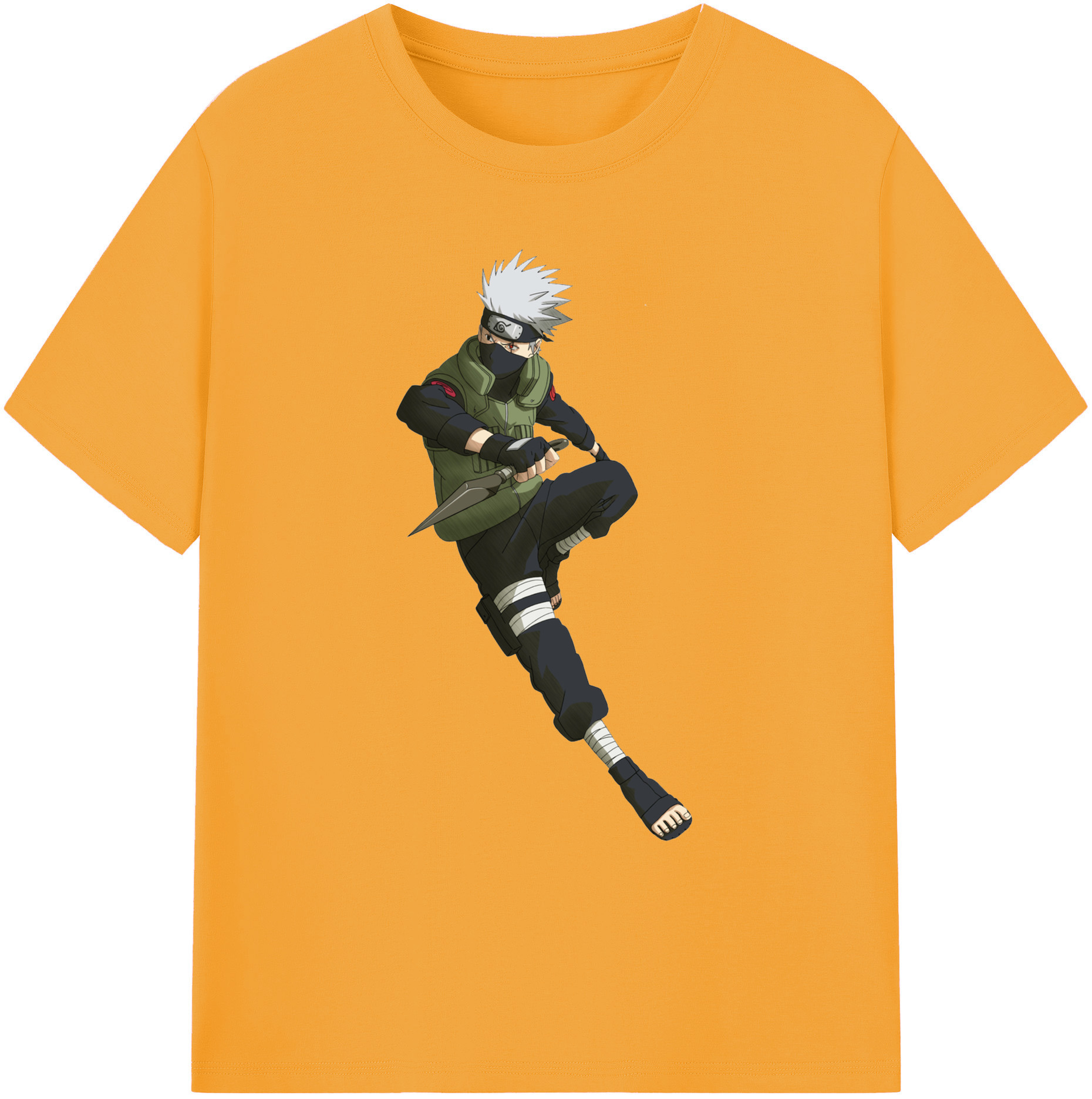 （画像用） NARUTO -ナルト- はたけ カカシ Hatake Kakashi 綿100％ メンズ半袖Tシャツ｜肌触りやわらか＆通気性