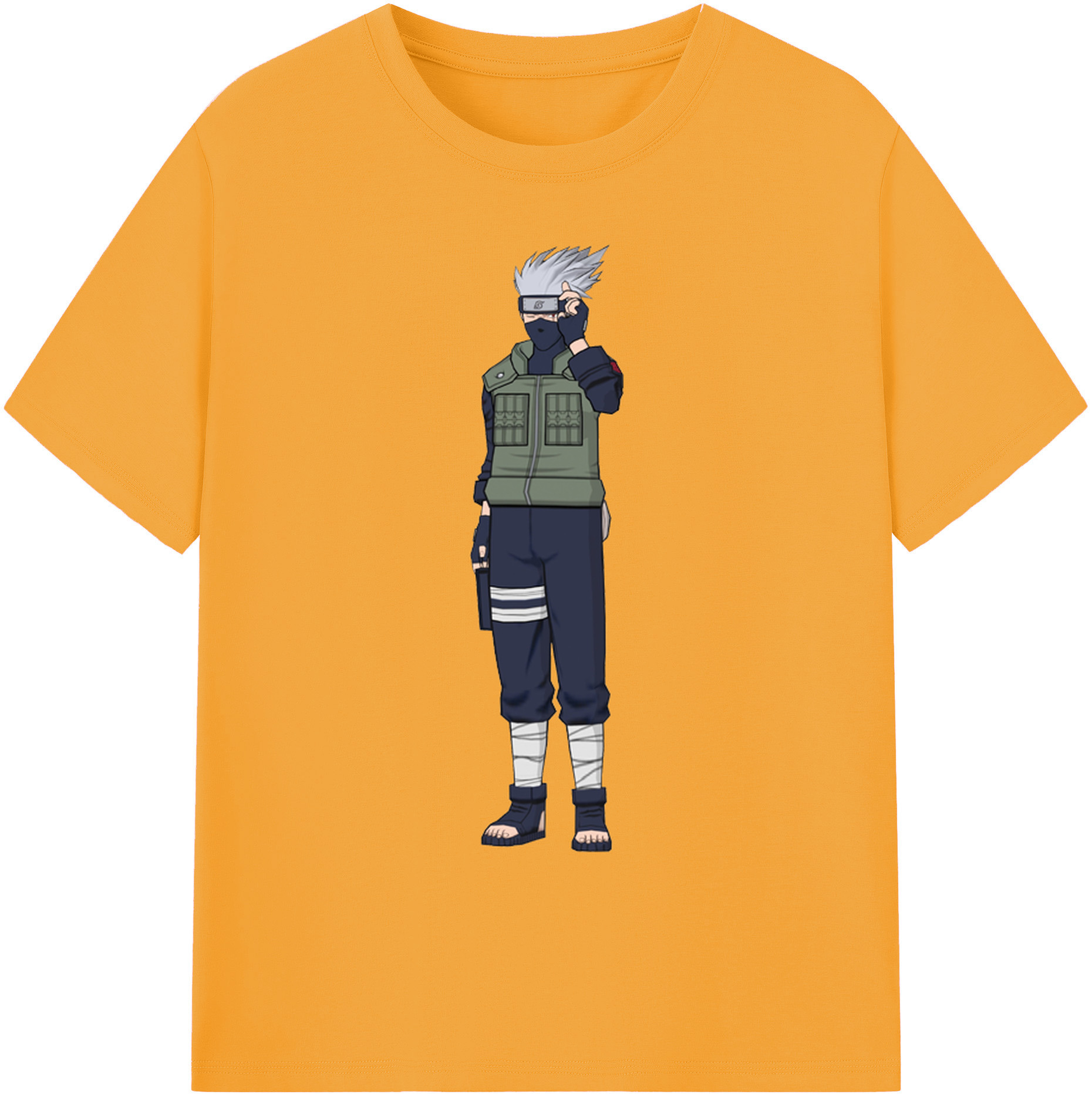 （画像用） NARUTO -ナルト- はたけ カカシ Hatake Kakashi 綿100％ メンズ半袖Tシャツ｜肌触りやわらか＆通気性