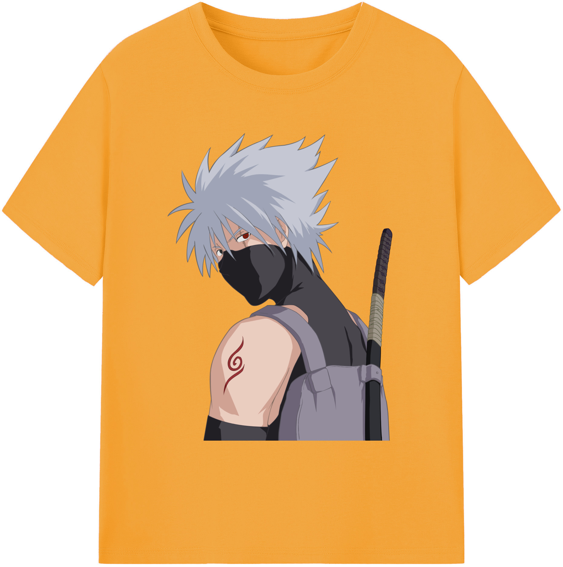 （画像用） NARUTO -ナルト- はたけ カカシ Hatake Kakashi 綿100％ メンズ半袖Tシャツ｜肌触りやわらか＆通気性