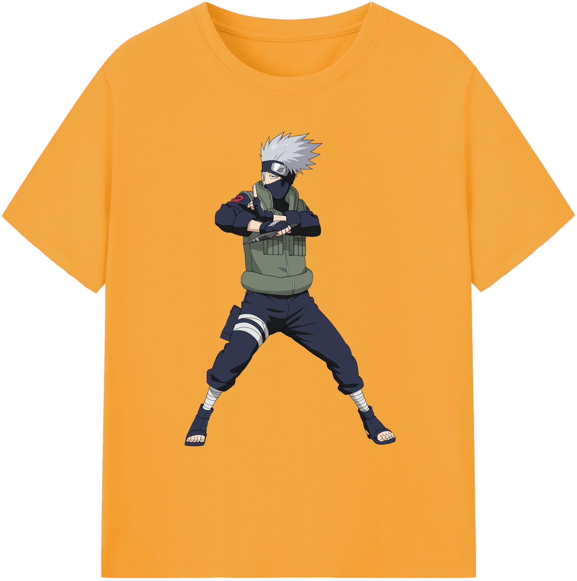 （画像用） NARUTO -ナルト- はたけ カカシ Hatake Kakashi 綿100％ メンズ半袖Tシャツ｜肌触りやわらか＆通気性