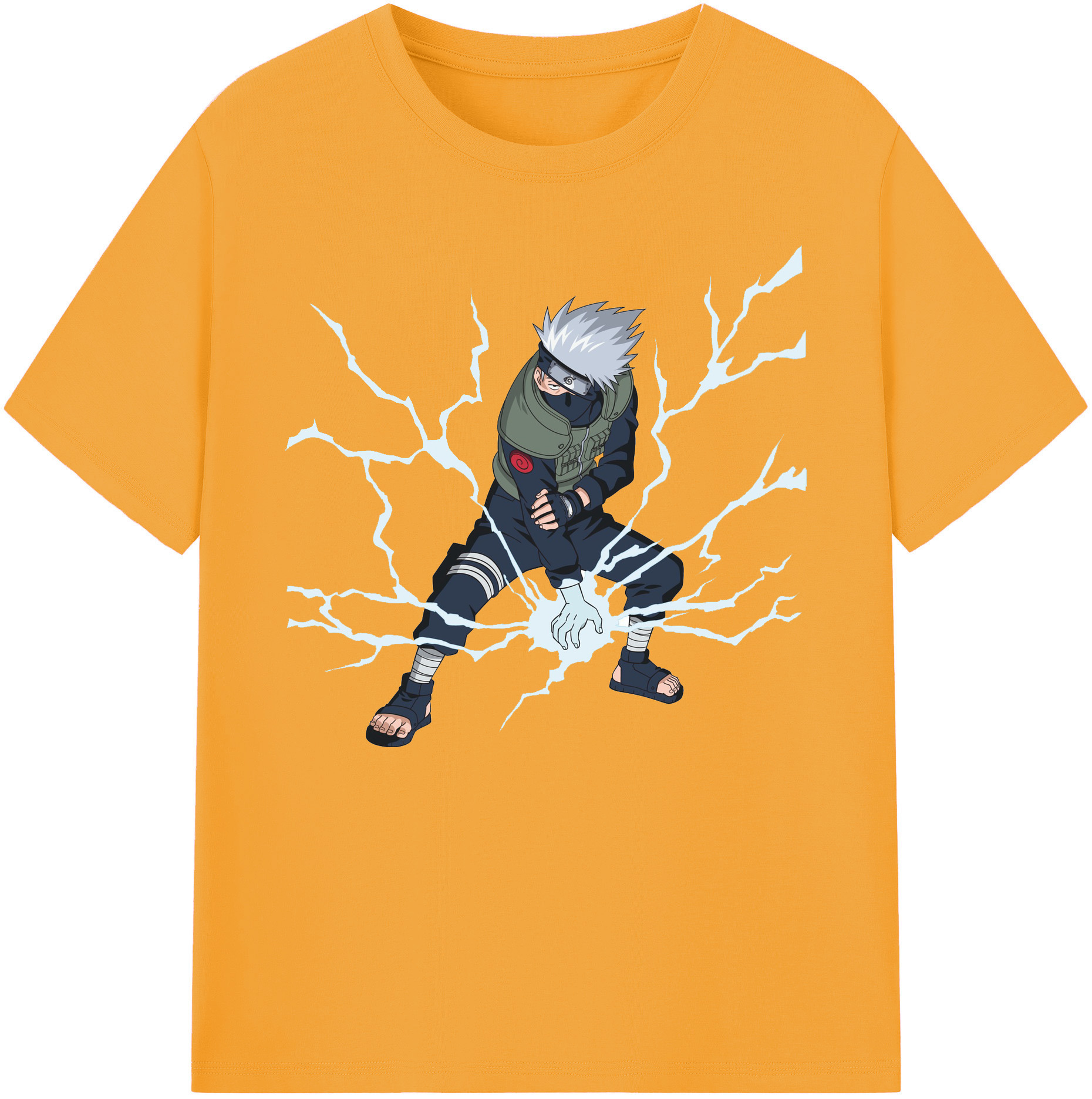 （画像用） NARUTO -ナルト- はたけ カカシ Hatake Kakashi 綿100％ メンズ半袖Tシャツ｜肌触りやわらか＆通気性