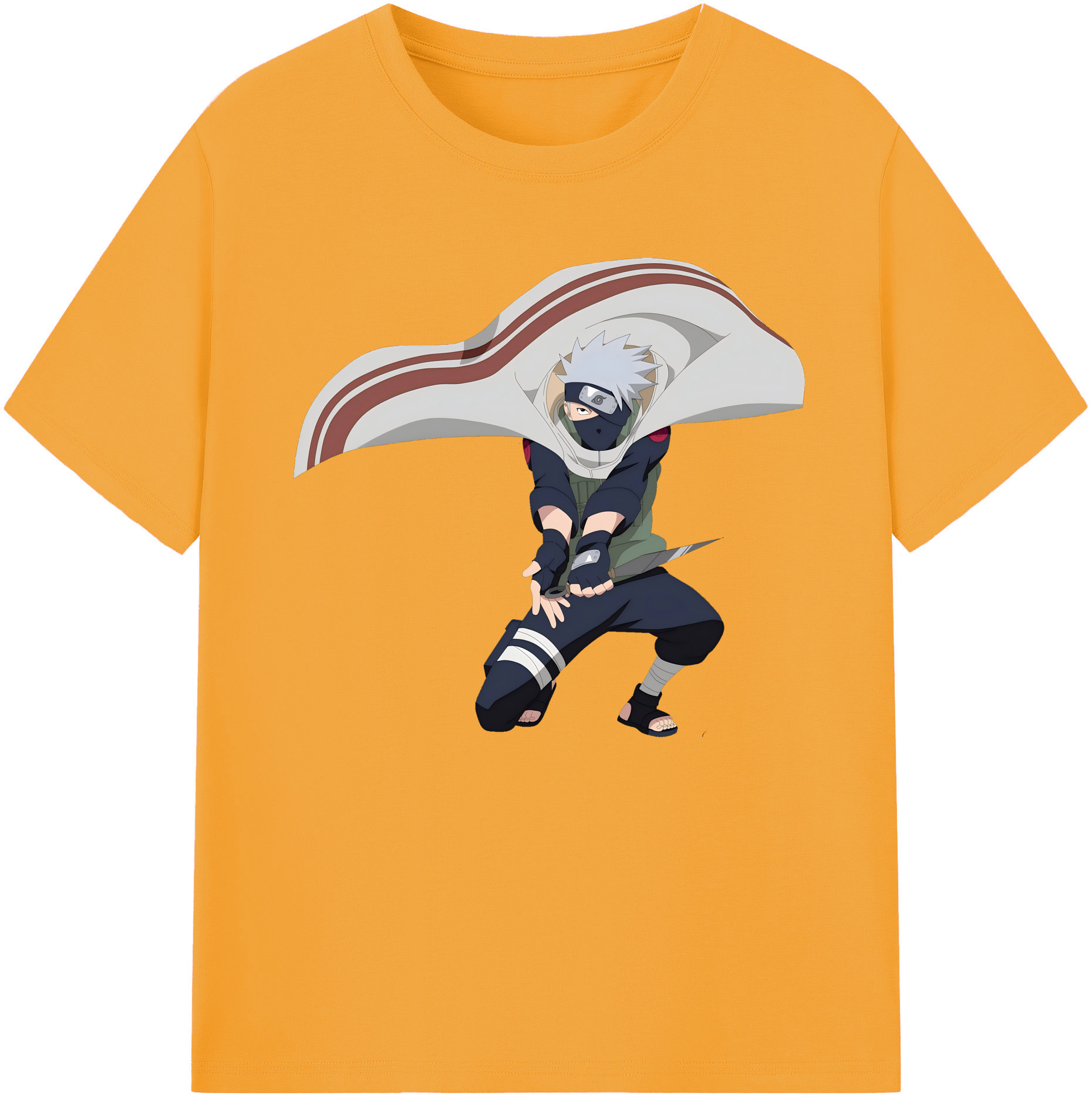 （画像用） NARUTO -ナルト- はたけ カカシ Hatake Kakashi 綿100％ メンズ半袖Tシャツ｜肌触りやわらか＆通気性