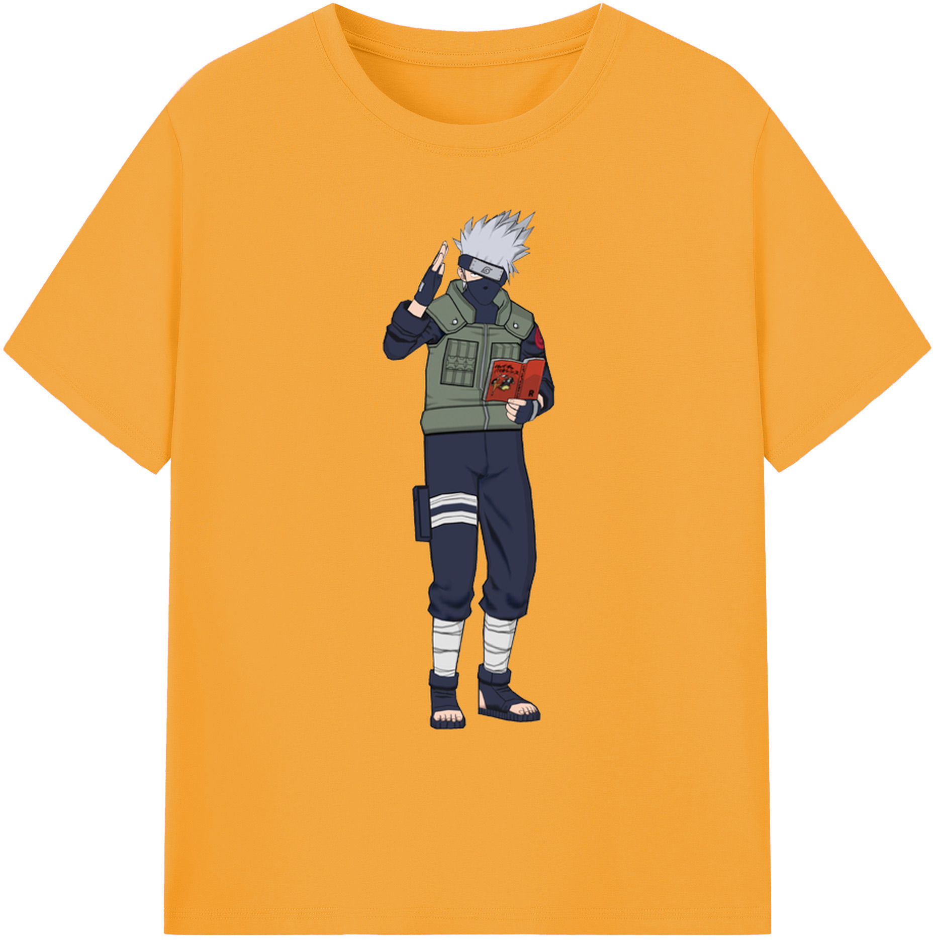 （画像用） NARUTO -ナルト- はたけ カカシ Hatake Kakashi 綿100％ メンズ半袖Tシャツ｜肌触りやわらか＆通気性