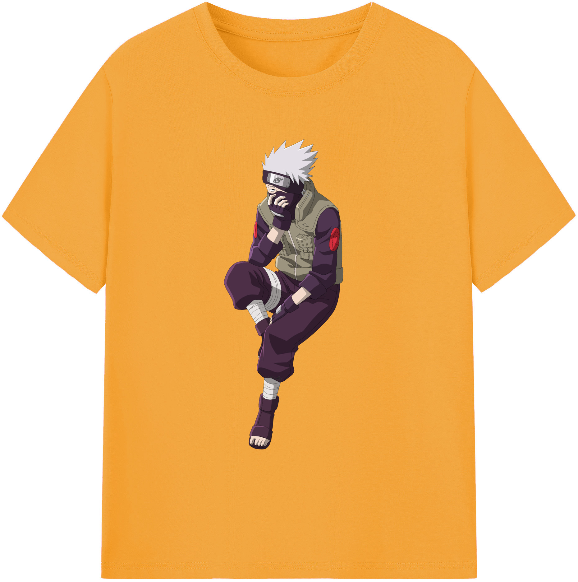 （画像用） NARUTO -ナルト- はたけ カカシ Hatake Kakashi 綿100％ メンズ半袖Tシャツ｜肌触りやわらか＆通気性