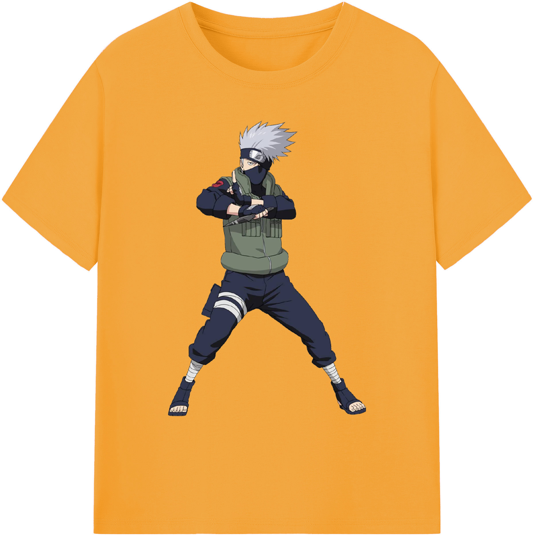 （画像用） NARUTO -ナルト- はたけ カカシ Hatake Kakashi 綿100％ メンズ半袖Tシャツ｜肌触りやわらか＆通気性