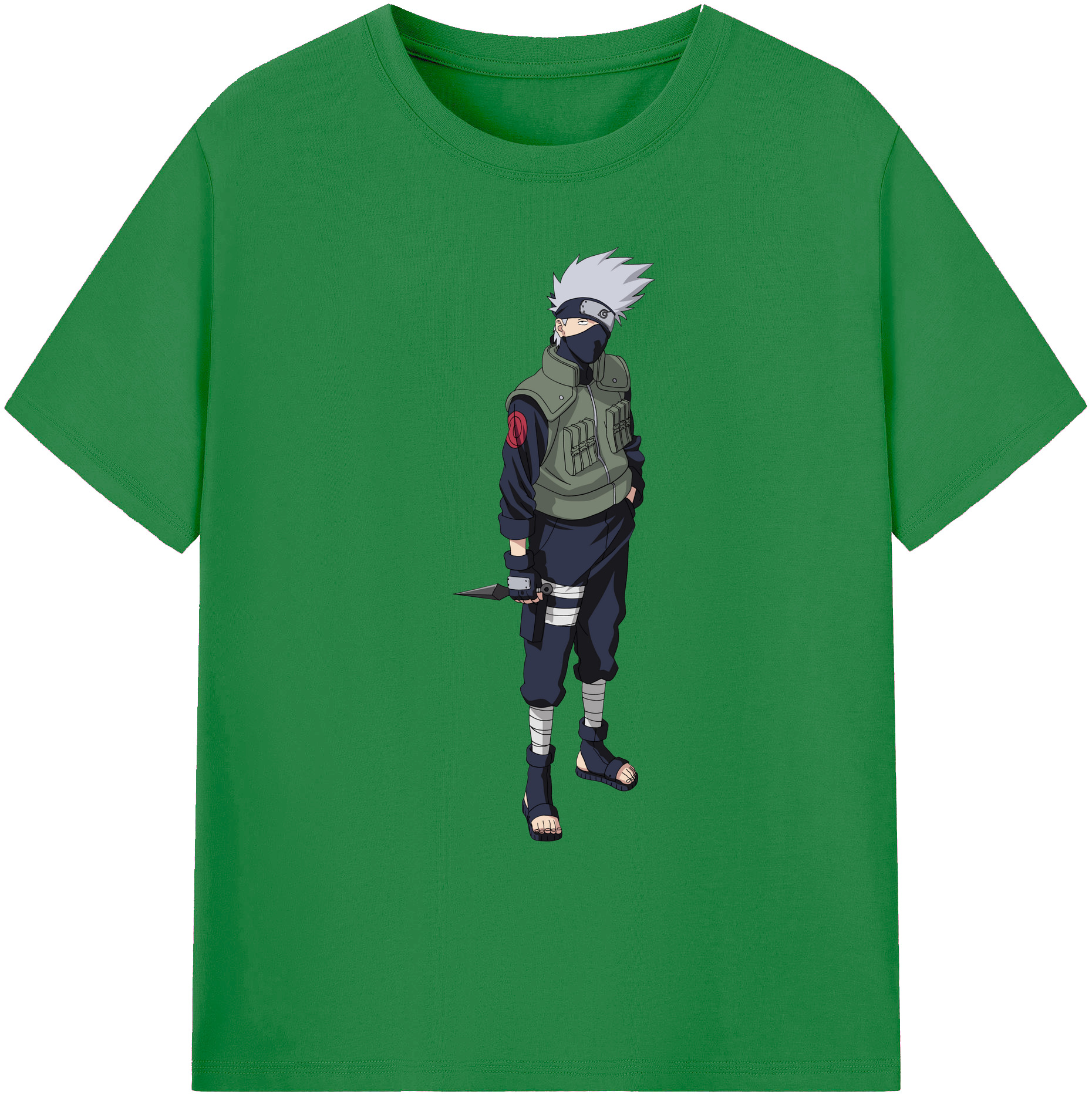 （画像用） NARUTO -ナルト- はたけ カカシ Hatake Kakashi 綿100％ メンズ半袖Tシャツ｜肌触りやわらか＆通気性