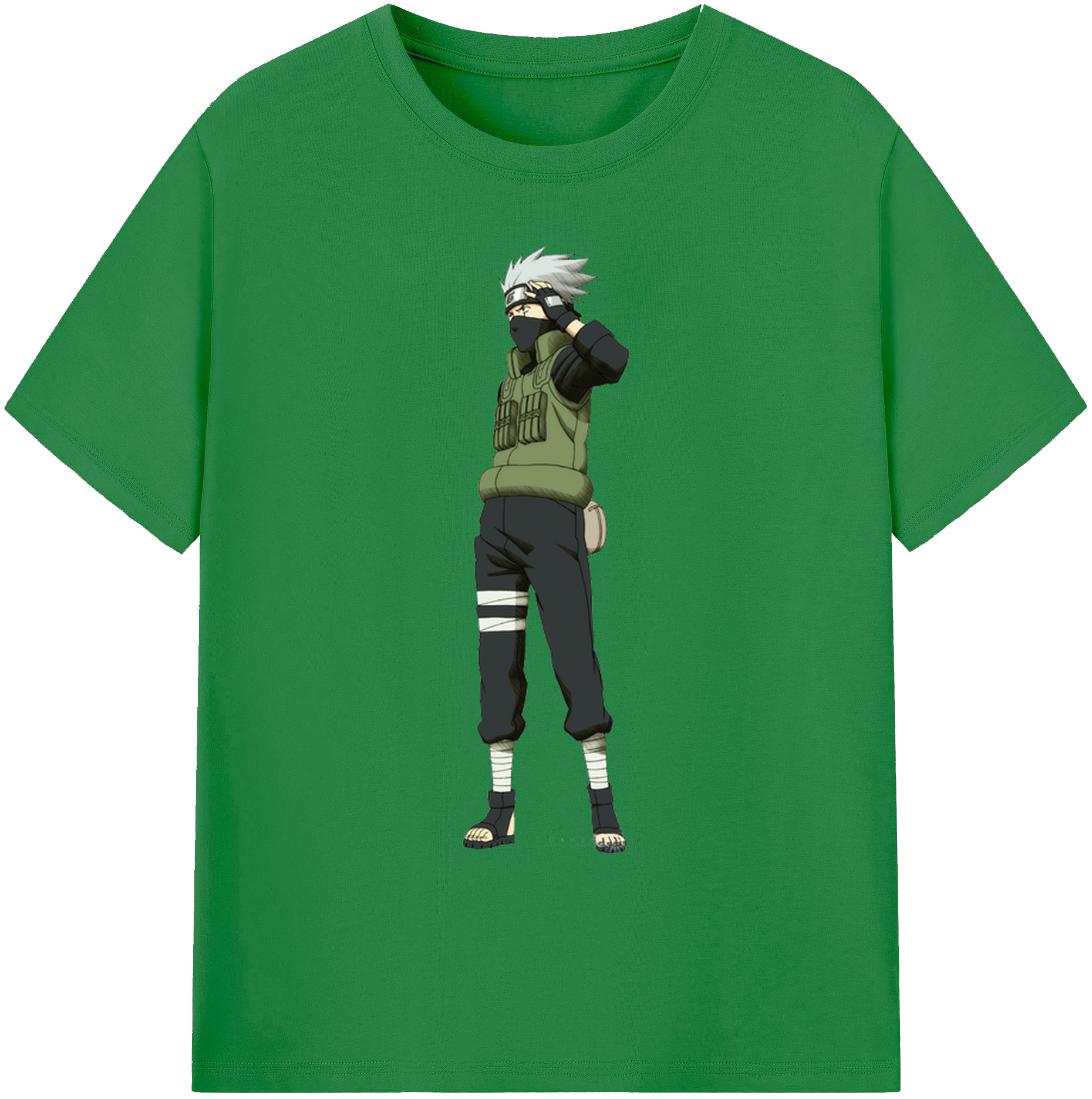 （画像用） NARUTO -ナルト- はたけ カカシ Hatake Kakashi 綿100％ メンズ半袖Tシャツ｜肌触りやわらか＆通気性