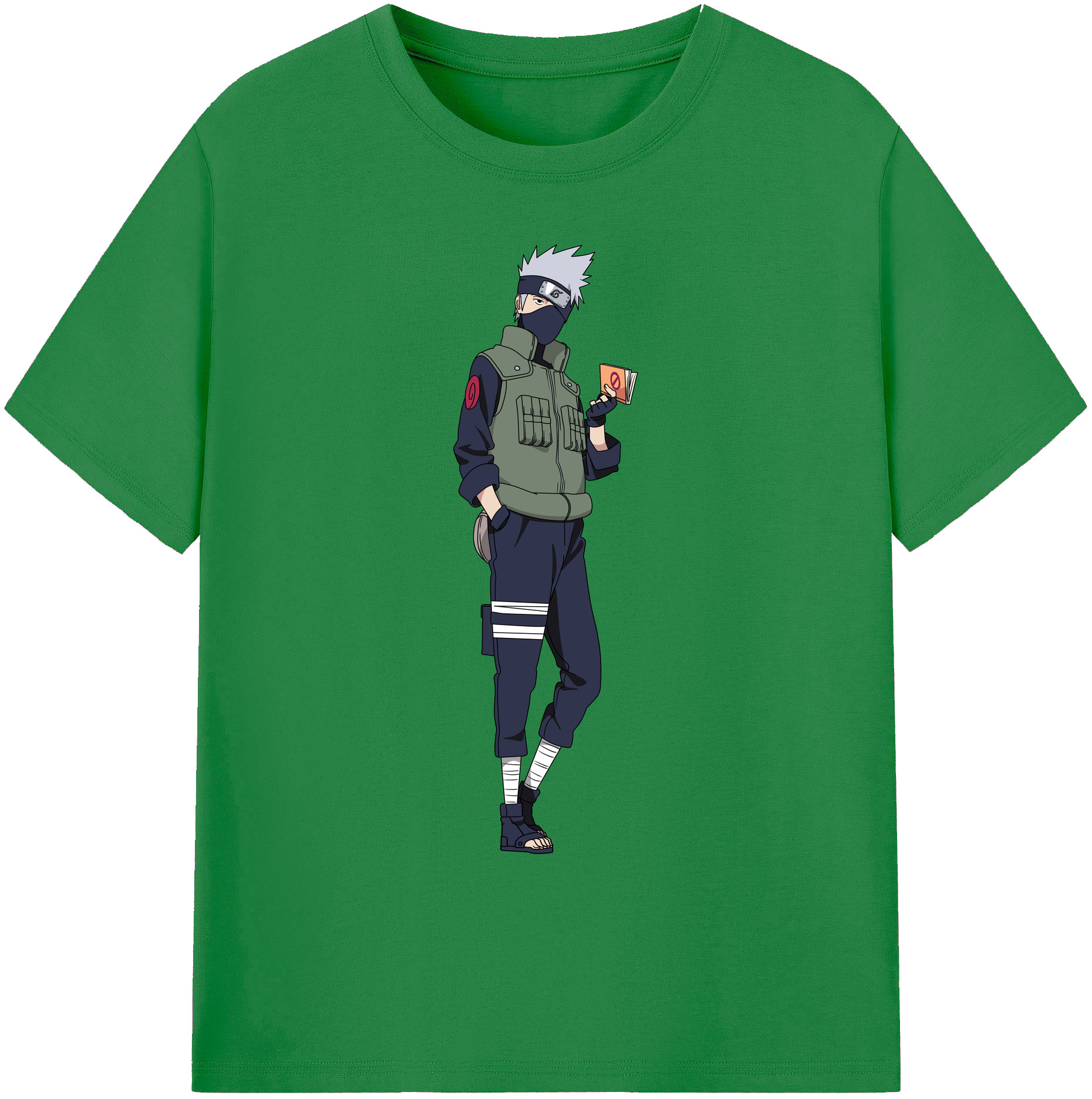 （画像用） NARUTO -ナルト- はたけ カカシ Hatake Kakashi 綿100％ メンズ半袖Tシャツ｜肌触りやわらか＆通気性