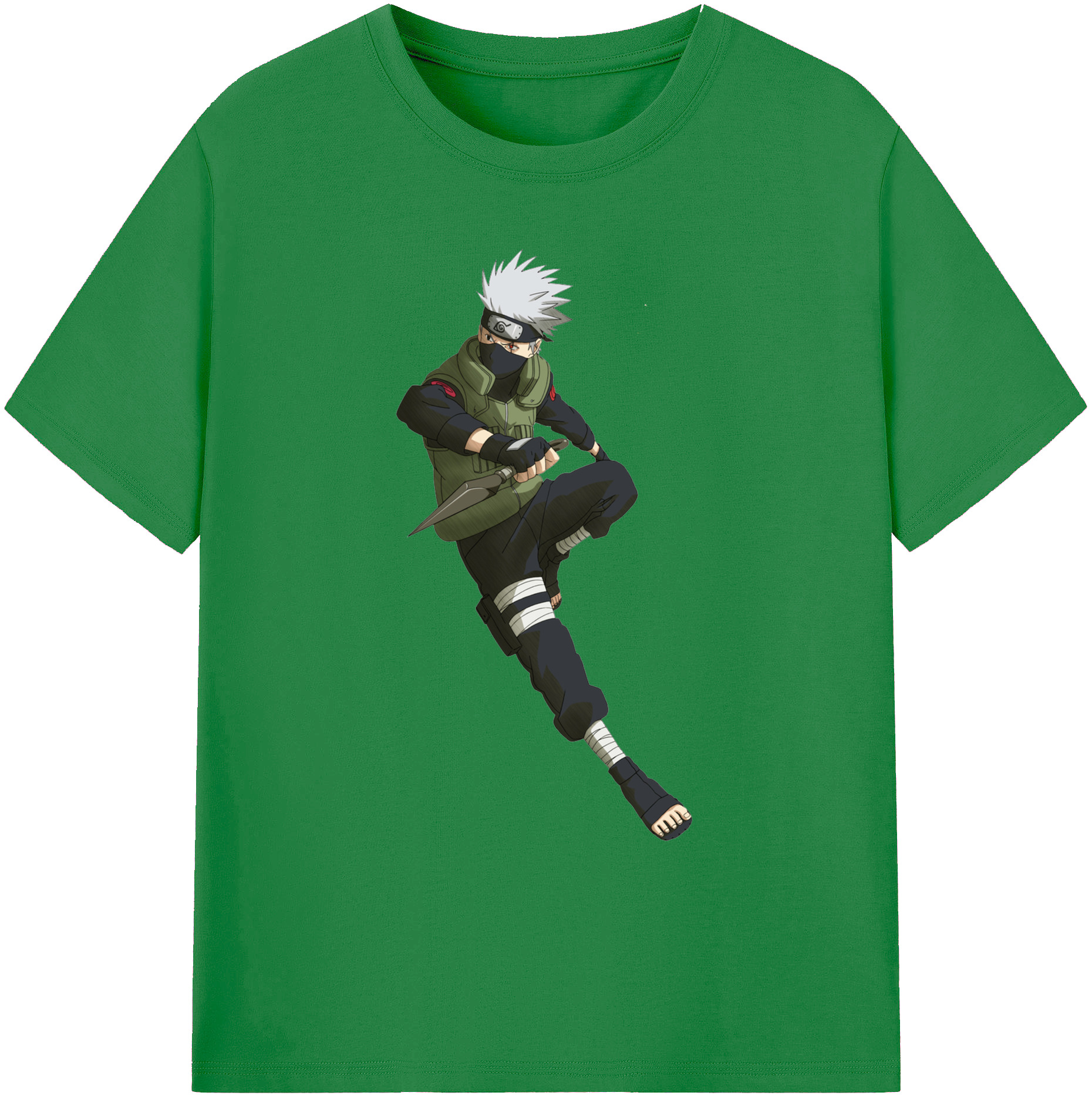 （画像用） NARUTO -ナルト- はたけ カカシ Hatake Kakashi 綿100％ メンズ半袖Tシャツ｜肌触りやわらか＆通気性