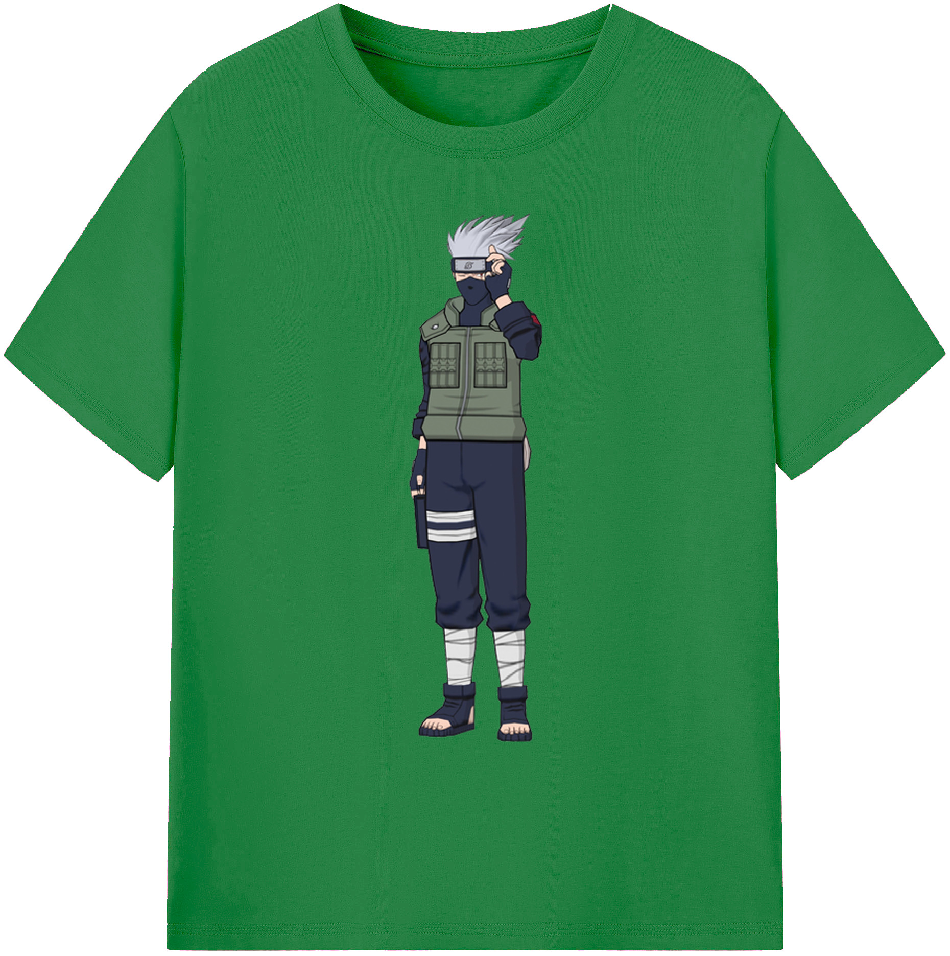 （画像用） NARUTO -ナルト- はたけ カカシ Hatake Kakashi 綿100％ メンズ半袖Tシャツ｜肌触りやわらか＆通気性