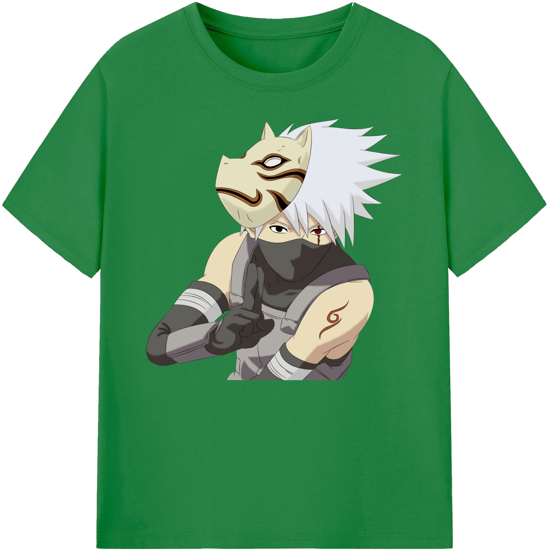 （画像用） NARUTO -ナルト- はたけ カカシ Hatake Kakashi 綿100％ メンズ半袖Tシャツ｜肌触りやわらか＆通気性
