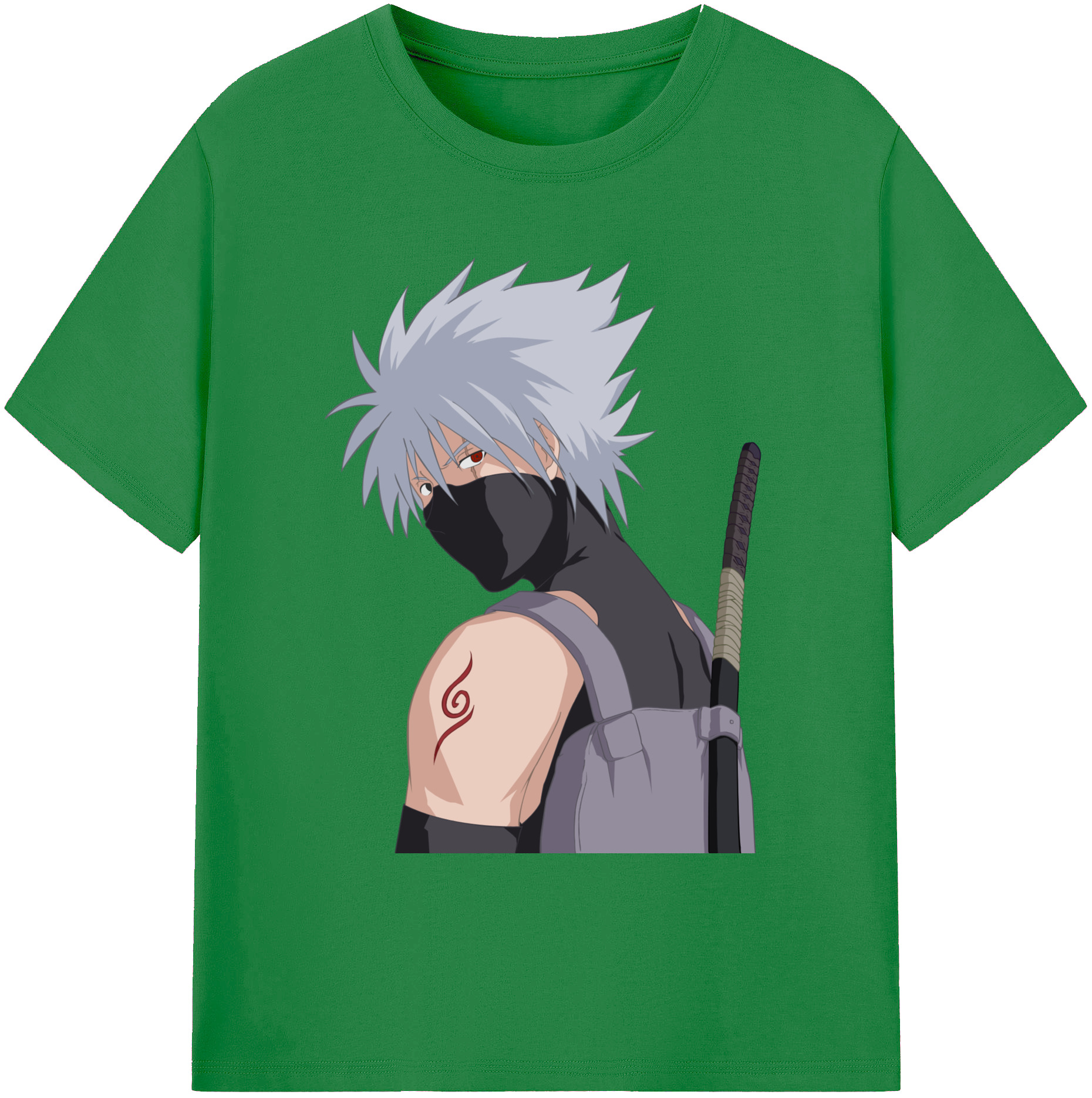 （画像用） NARUTO -ナルト- はたけ カカシ Hatake Kakashi 綿100％ メンズ半袖Tシャツ｜肌触りやわらか＆通気性