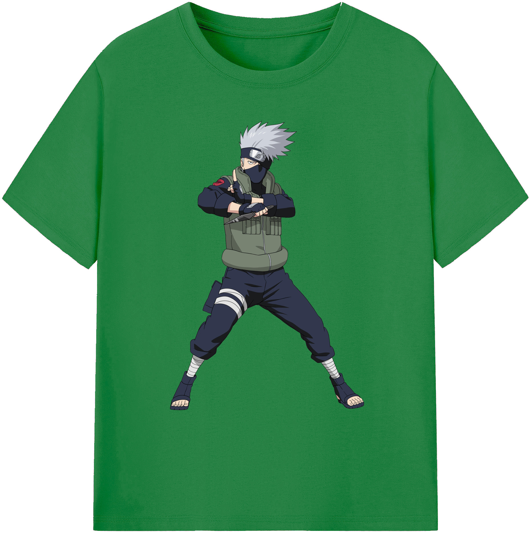 （画像用） NARUTO -ナルト- はたけ カカシ Hatake Kakashi 綿100％ メンズ半袖Tシャツ｜肌触りやわらか＆通気性