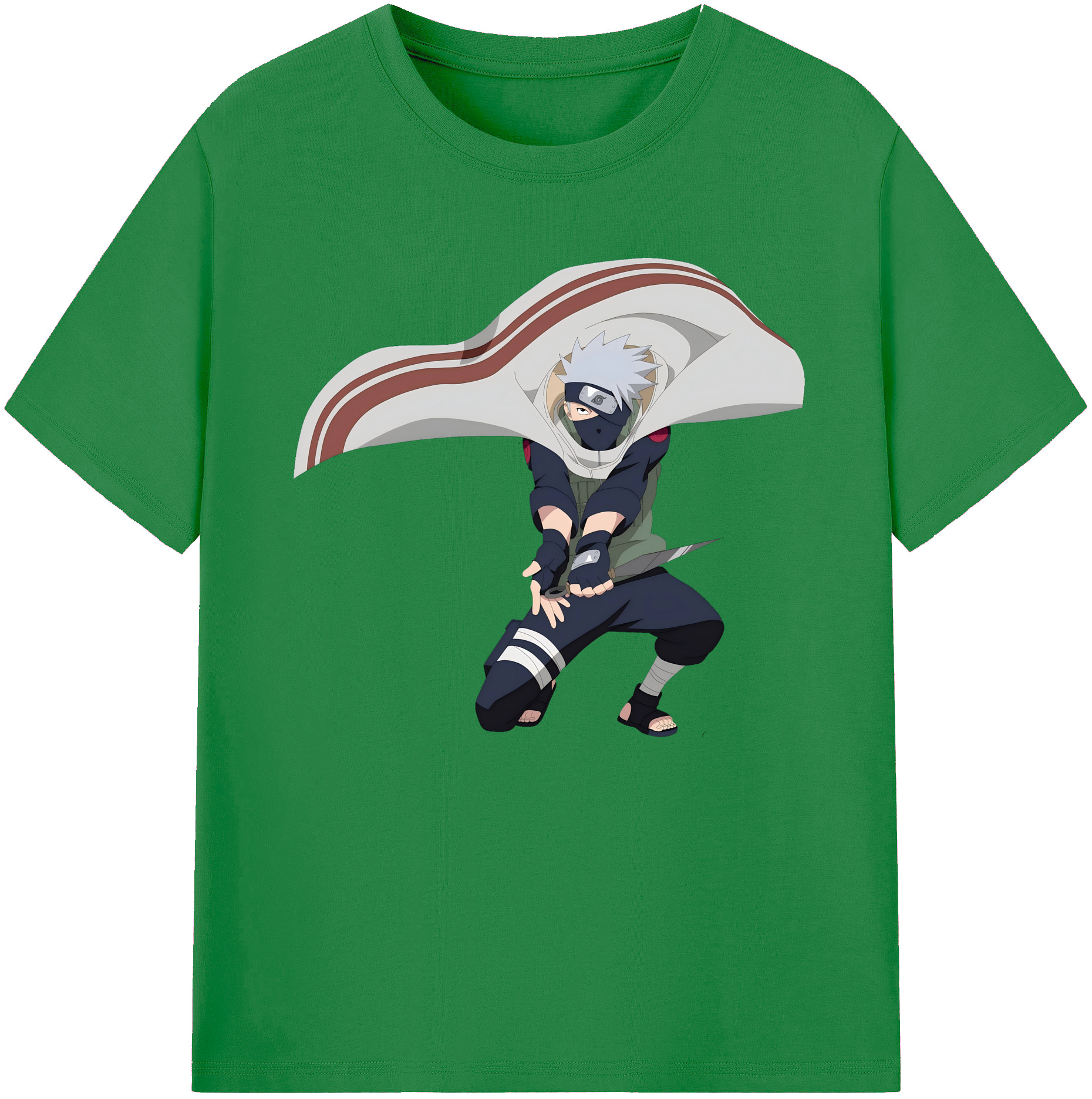 （画像用） NARUTO -ナルト- はたけ カカシ Hatake Kakashi 綿100％ メンズ半袖Tシャツ｜肌触りやわらか＆通気性