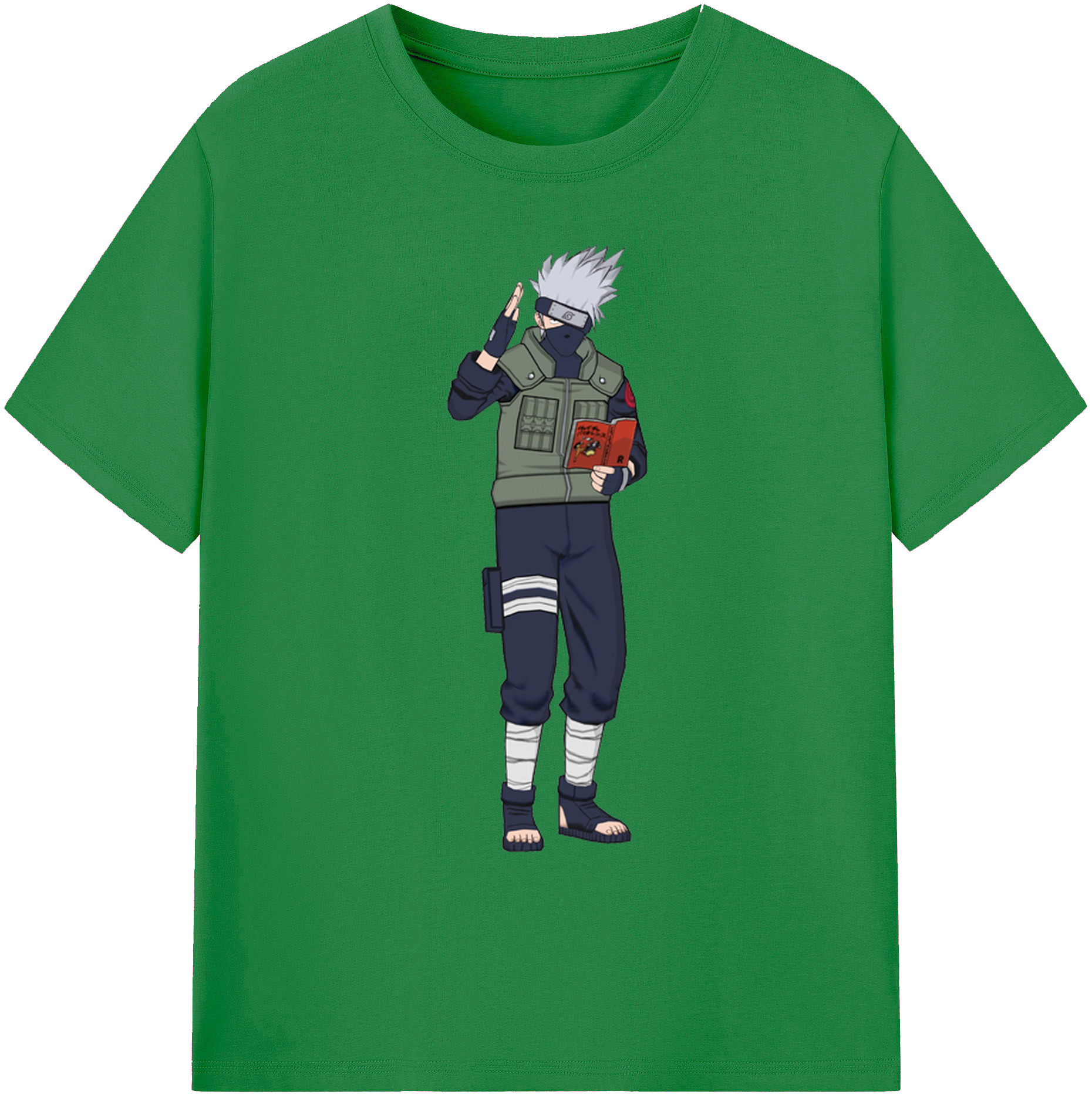 （画像用） NARUTO -ナルト- はたけ カカシ Hatake Kakashi 綿100％ メンズ半袖Tシャツ｜肌触りやわらか＆通気性