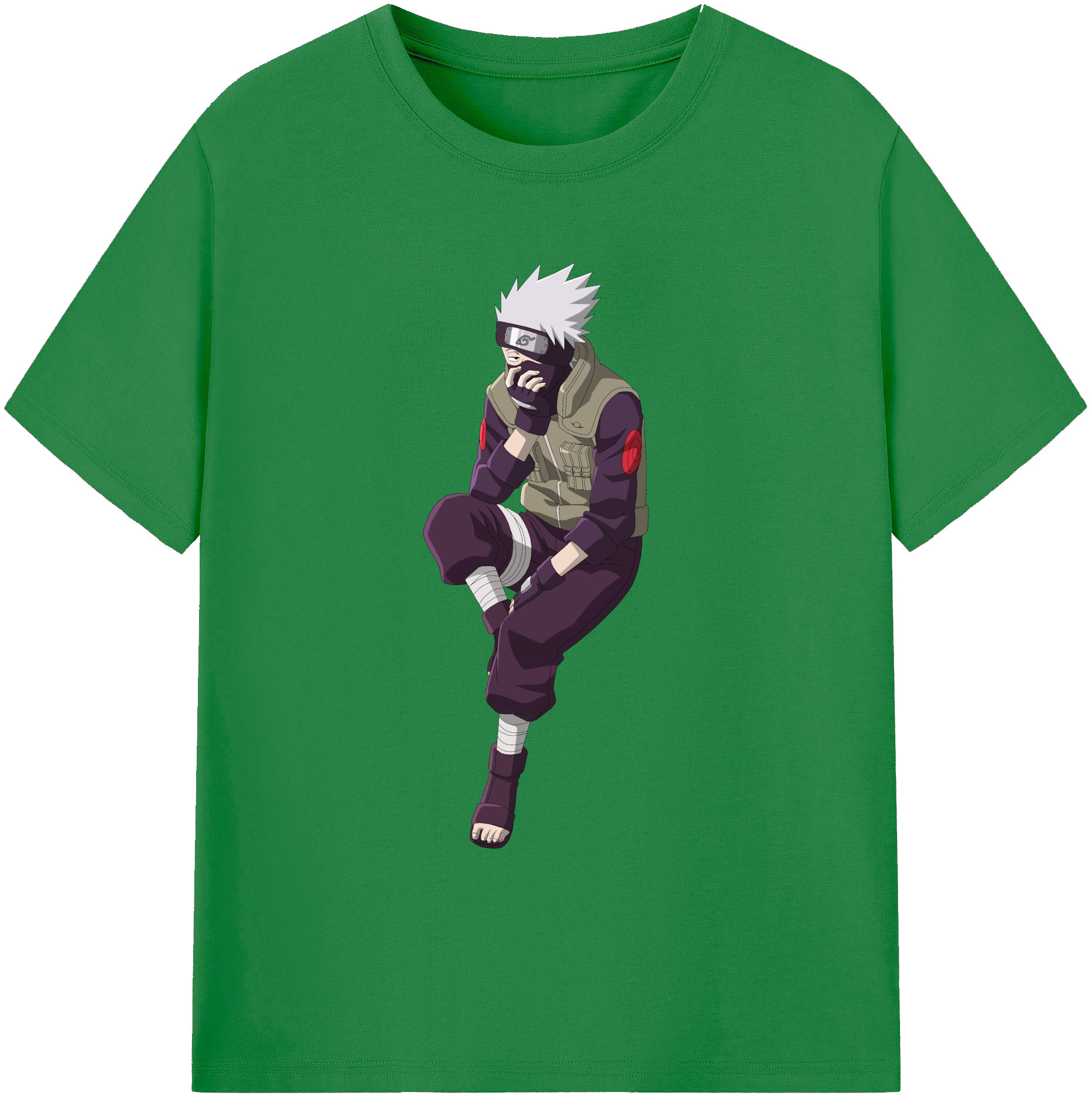（画像用） NARUTO -ナルト- はたけ カカシ Hatake Kakashi 綿100％ メンズ半袖Tシャツ｜肌触りやわらか＆通気性