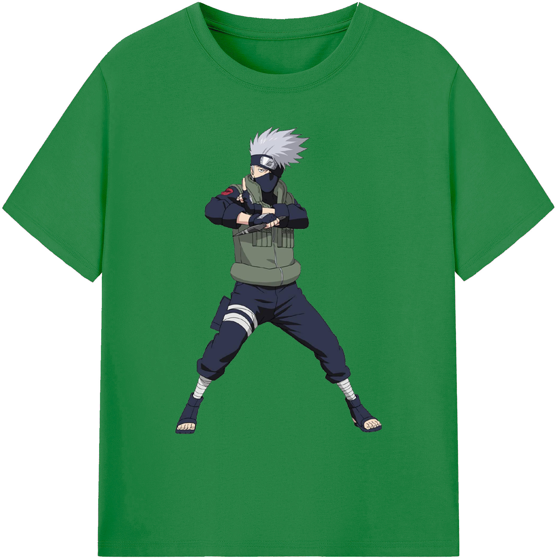 （画像用） NARUTO -ナルト- はたけ カカシ Hatake Kakashi 綿100％ メンズ半袖Tシャツ｜肌触りやわらか＆通気性