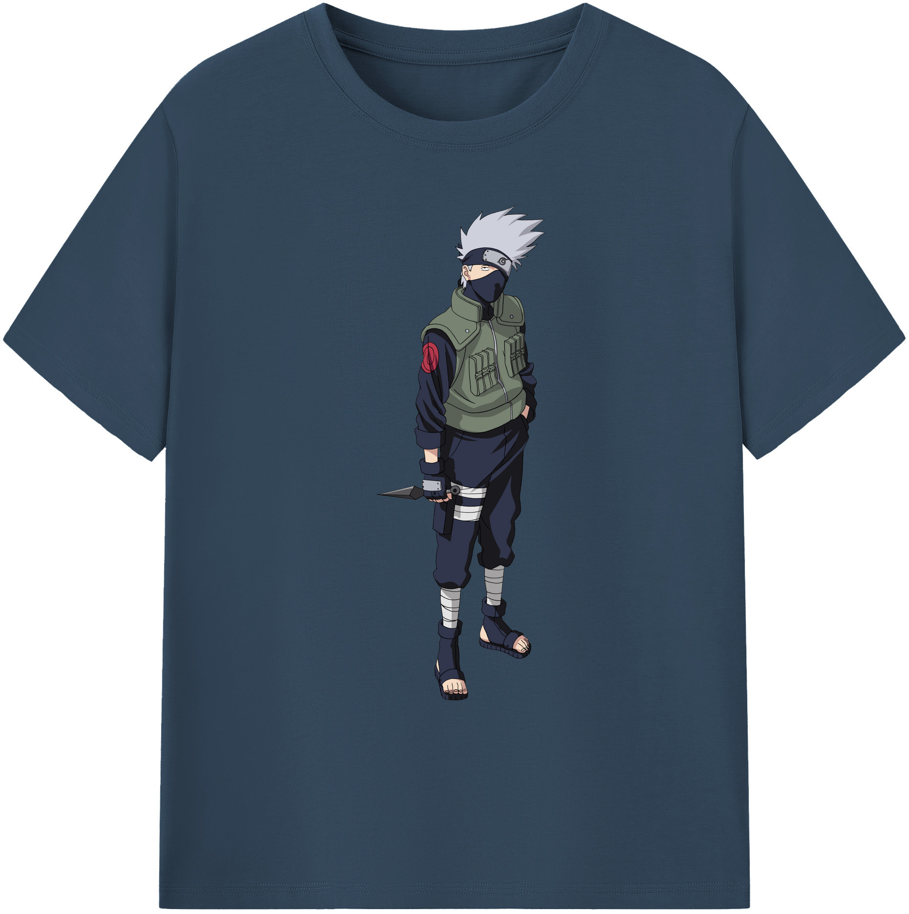 （画像用） NARUTO -ナルト- はたけ カカシ Hatake Kakashi 綿100％ メンズ半袖Tシャツ｜肌触りやわらか＆通気性