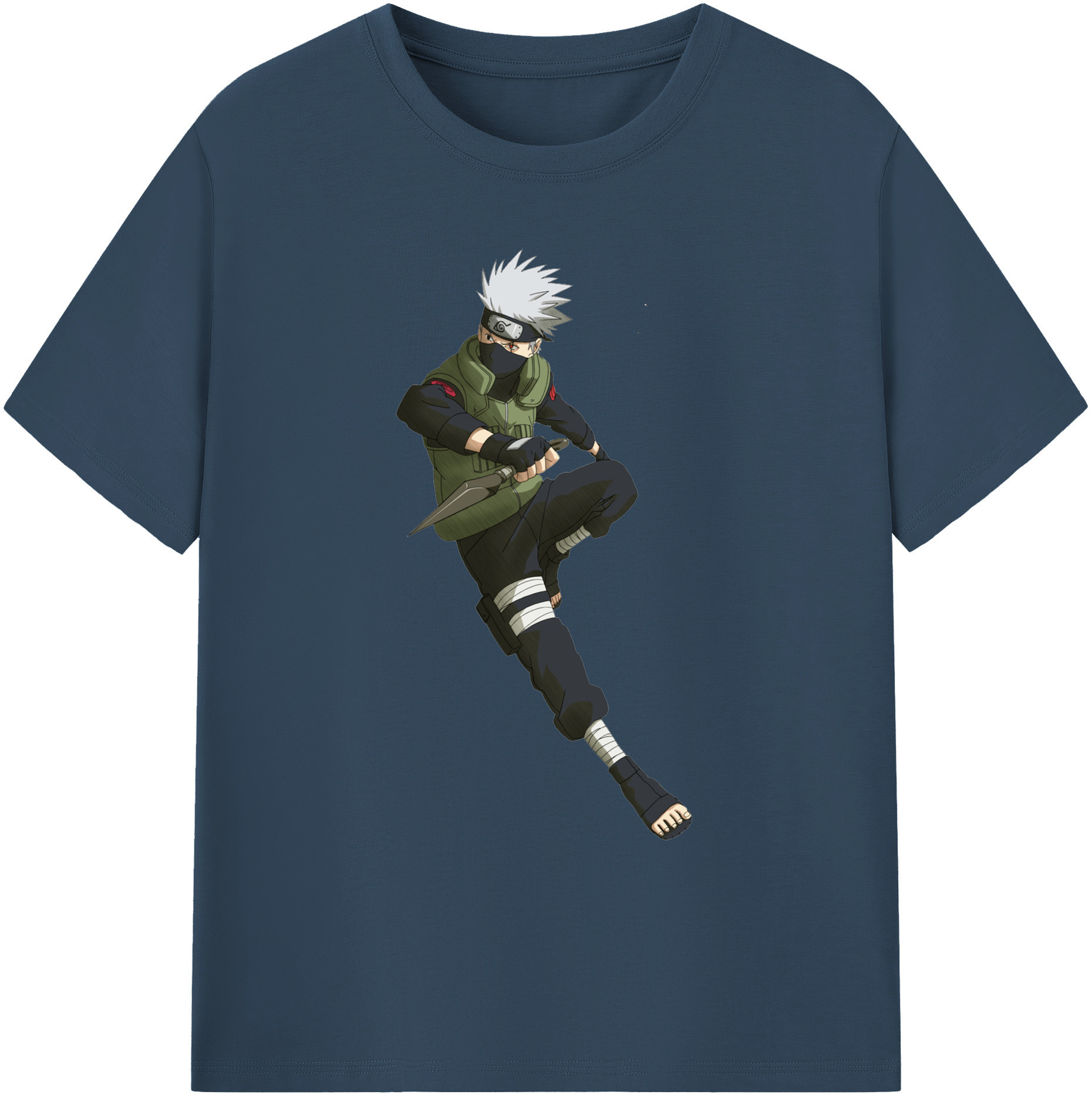 （画像用） NARUTO -ナルト- はたけ カカシ Hatake Kakashi 綿100％ メンズ半袖Tシャツ｜肌触りやわらか＆通気性