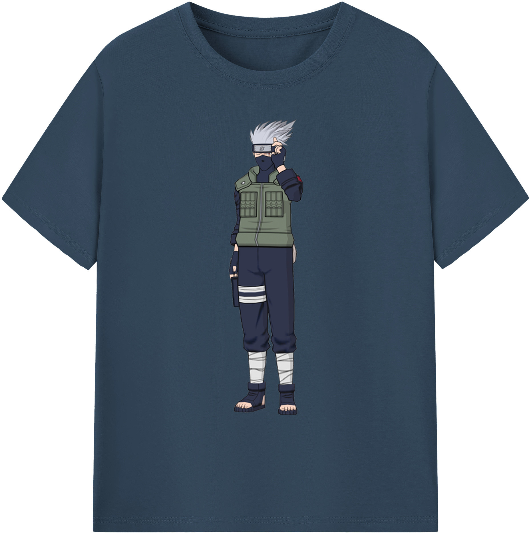 （画像用） NARUTO -ナルト- はたけ カカシ Hatake Kakashi 綿100％ メンズ半袖Tシャツ｜肌触りやわらか＆通気性