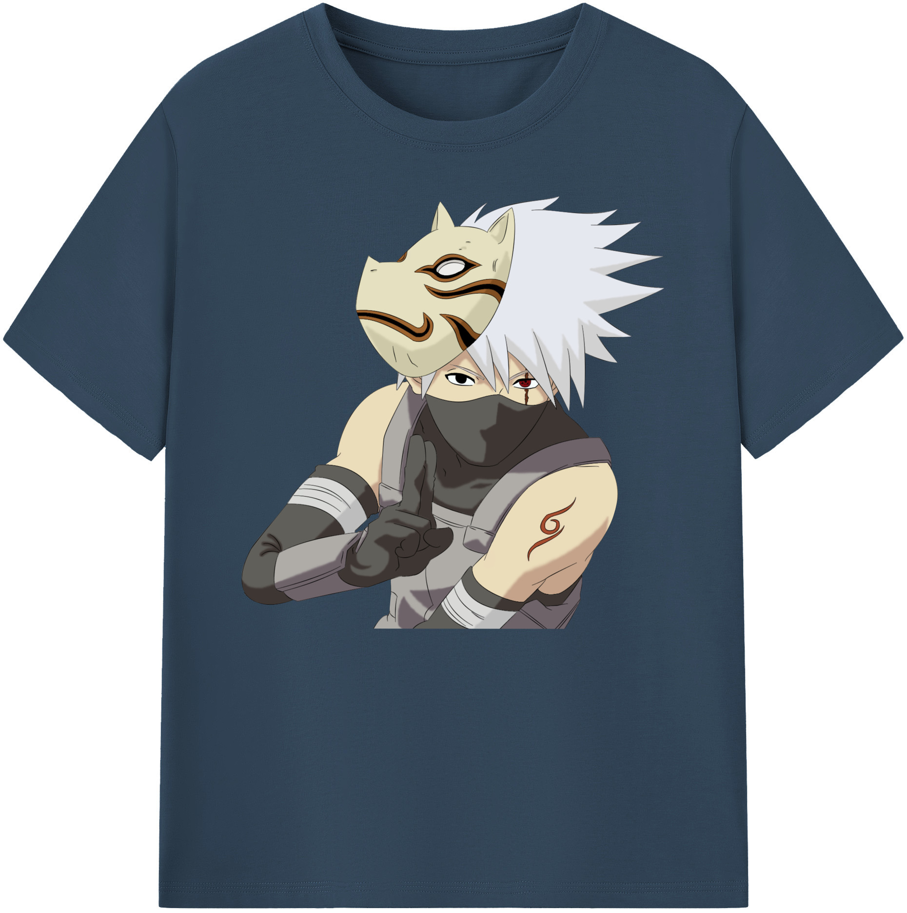 （画像用） NARUTO -ナルト- はたけ カカシ Hatake Kakashi 綿100％ メンズ半袖Tシャツ｜肌触りやわらか＆通気性