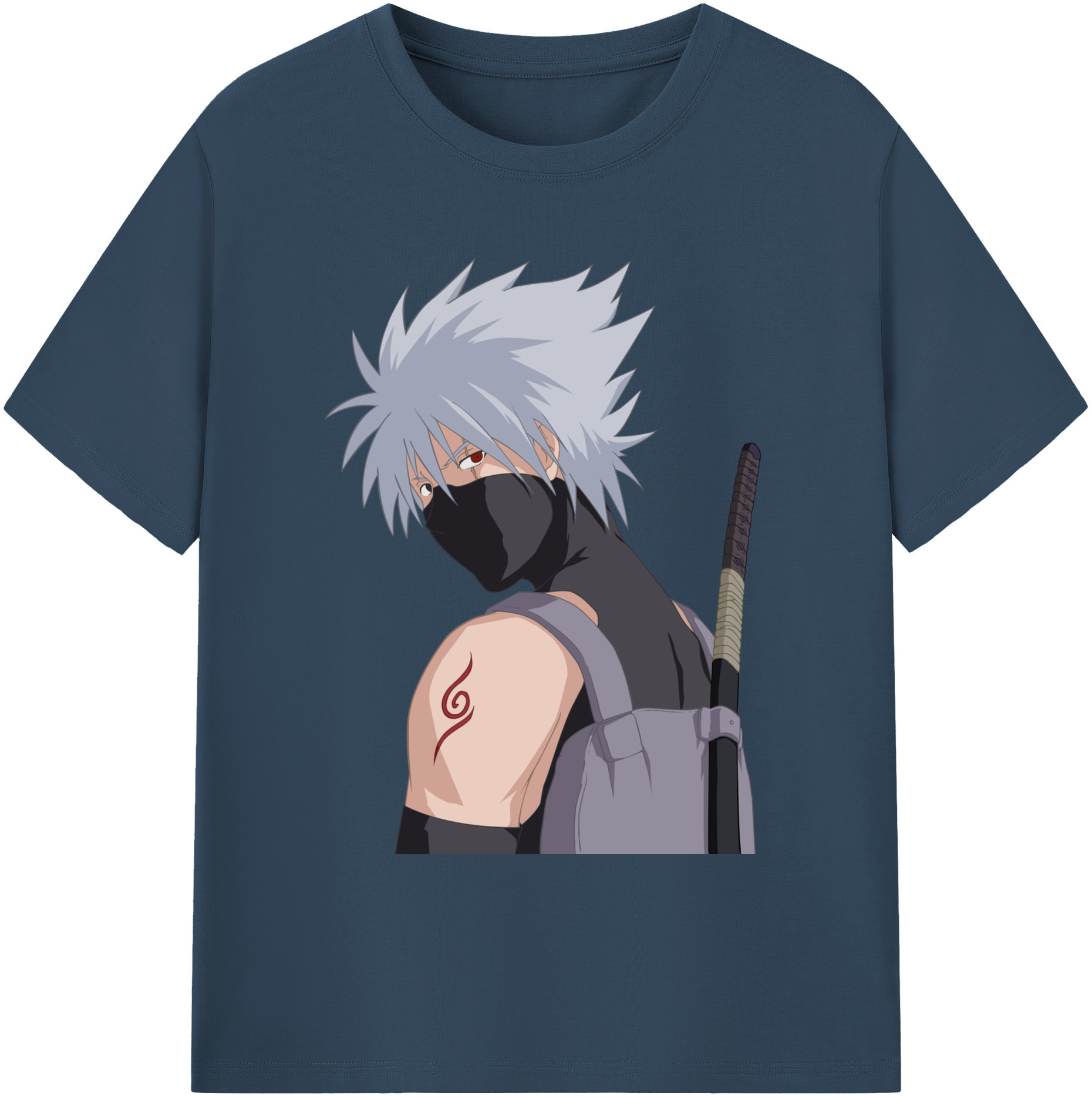 （画像用） NARUTO -ナルト- はたけ カカシ Hatake Kakashi 綿100％ メンズ半袖Tシャツ｜肌触りやわらか＆通気性