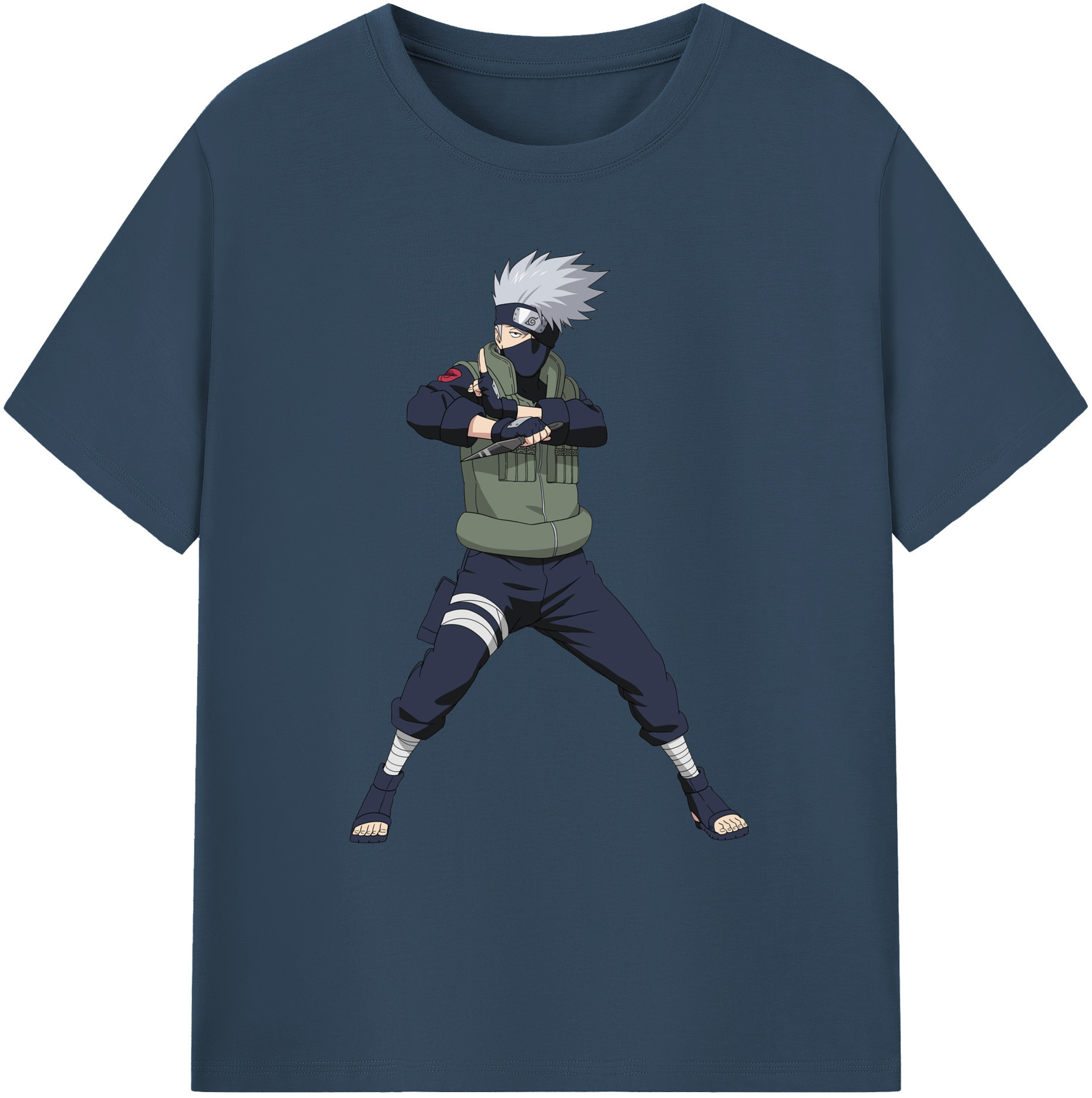 （画像用） NARUTO -ナルト- はたけ カカシ Hatake Kakashi 綿100％ メンズ半袖Tシャツ｜肌触りやわらか＆通気性