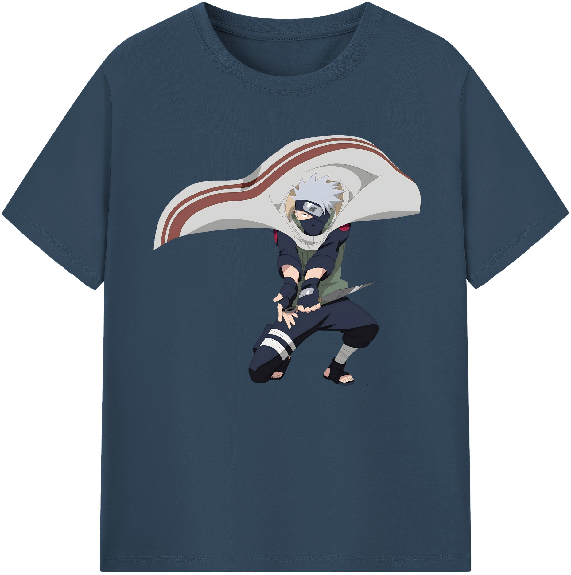 （画像用） NARUTO -ナルト- はたけ カカシ Hatake Kakashi 綿100％ メンズ半袖Tシャツ｜肌触りやわらか＆通気性