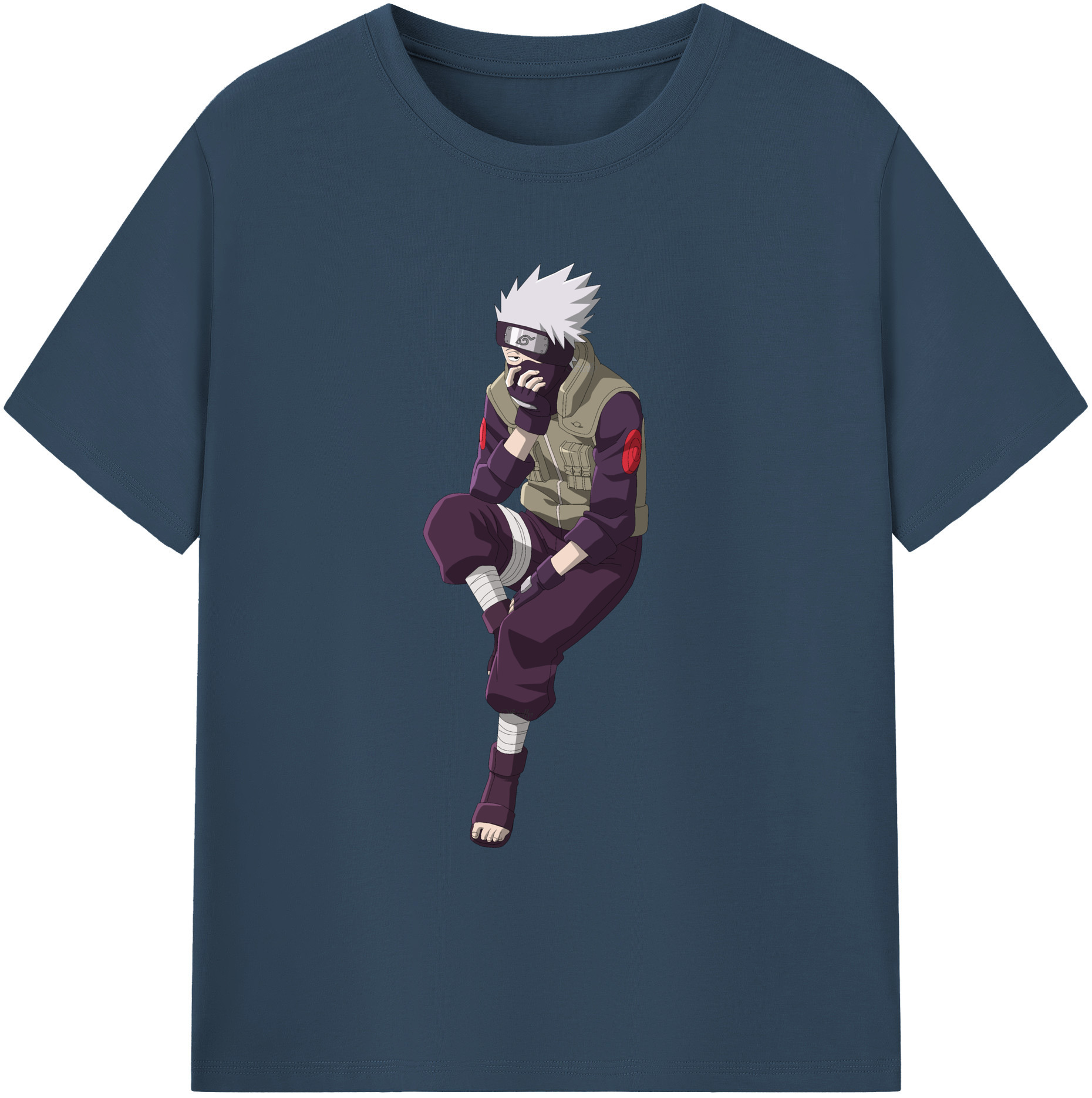（画像用） NARUTO -ナルト- はたけ カカシ Hatake Kakashi 綿100％ メンズ半袖Tシャツ｜肌触りやわらか＆通気性