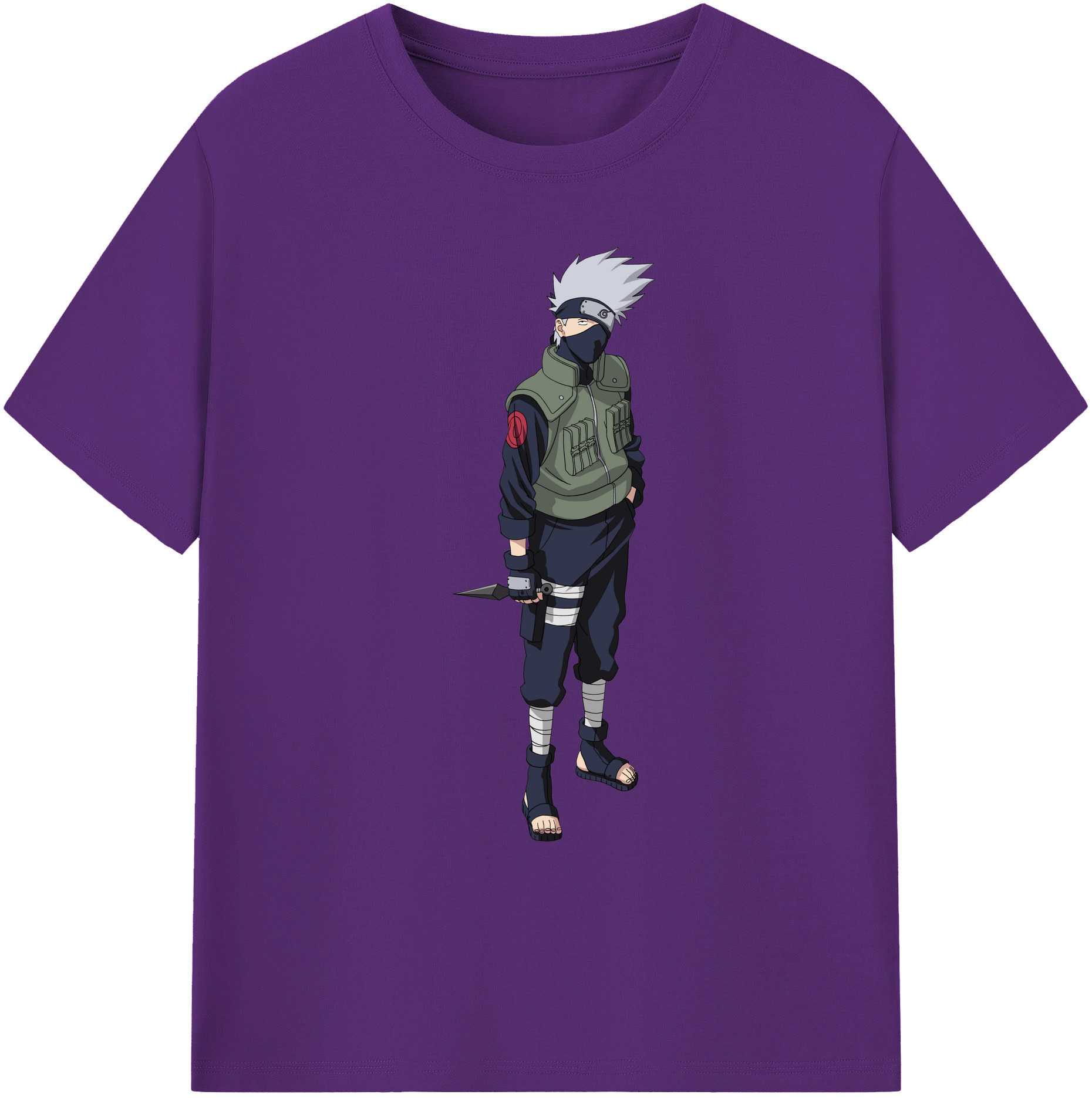 （画像用） NARUTO -ナルト- はたけ カカシ Hatake Kakashi 綿100％ メンズ半袖Tシャツ｜肌触りやわらか＆通気性