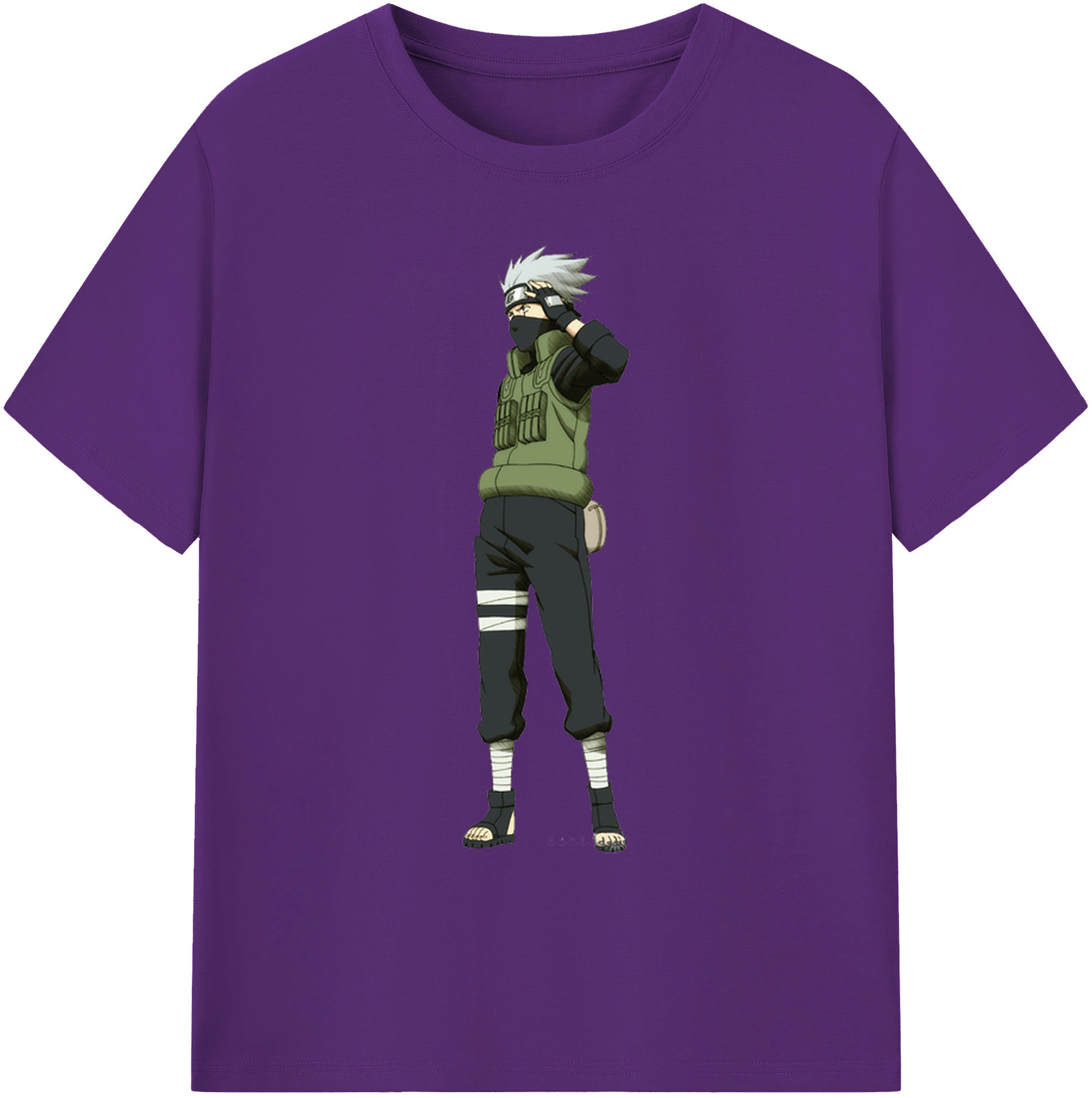 （画像用） NARUTO -ナルト- はたけ カカシ Hatake Kakashi 綿100％ メンズ半袖Tシャツ｜肌触りやわらか＆通気性