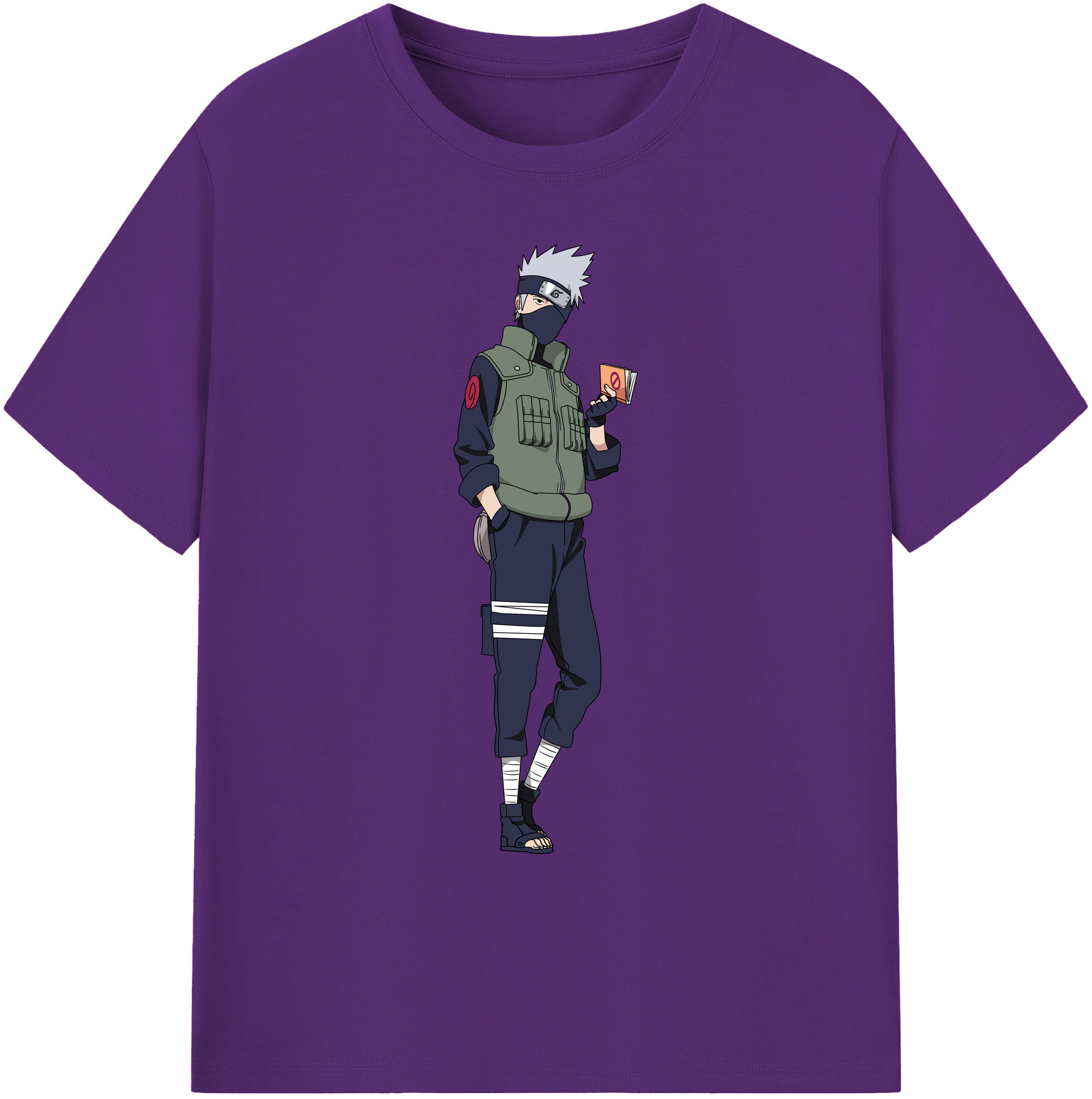 （画像用） NARUTO -ナルト- はたけ カカシ Hatake Kakashi 綿100％ メンズ半袖Tシャツ｜肌触りやわらか＆通気性