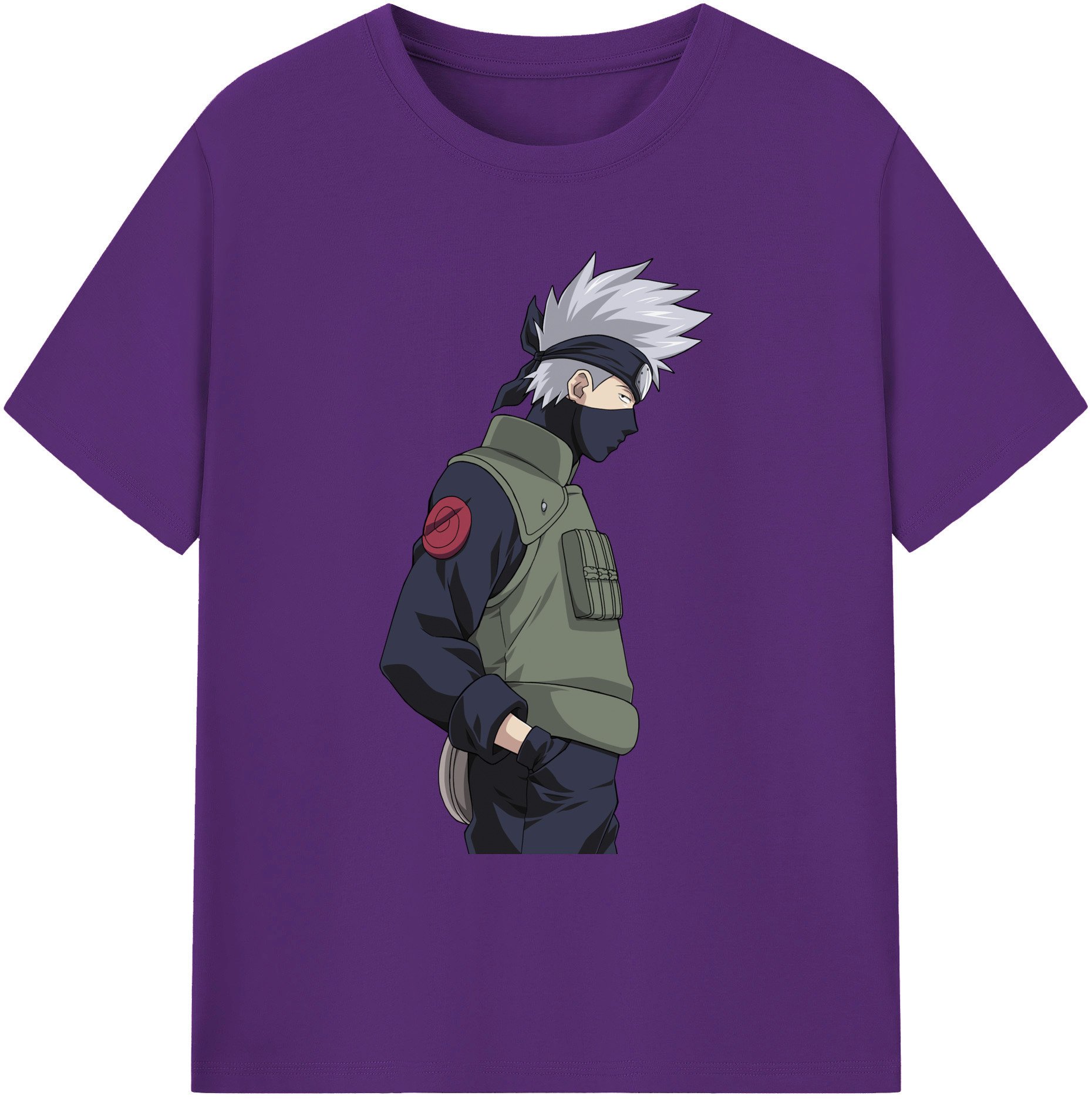 （画像用） NARUTO -ナルト- はたけ カカシ Hatake Kakashi 綿100％ メンズ半袖Tシャツ｜肌触りやわらか＆通気性